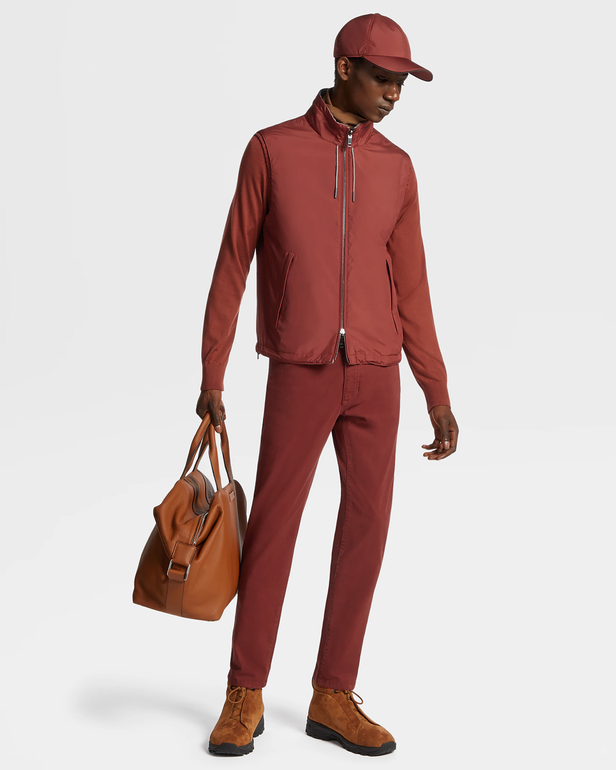 Mørke Rød Stretch City Bomullsbukser-Zegna-www.gunnaroye.no