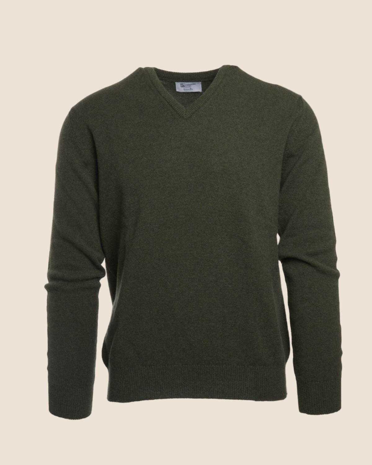 Lammeullsgenser V-hals Grønn-JOHNSTONS OF ELGIN-www.gunnaroye.no