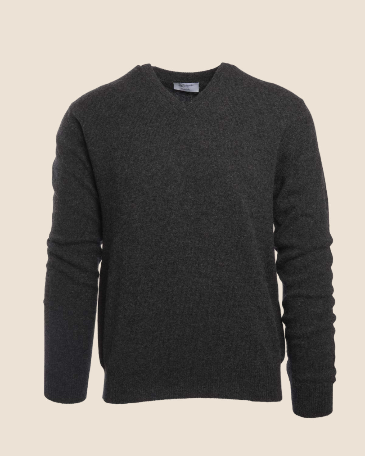 Lammeullsgenser V-hals Grå-JOHNSTONS OF ELGIN-www.gunnaroye.no