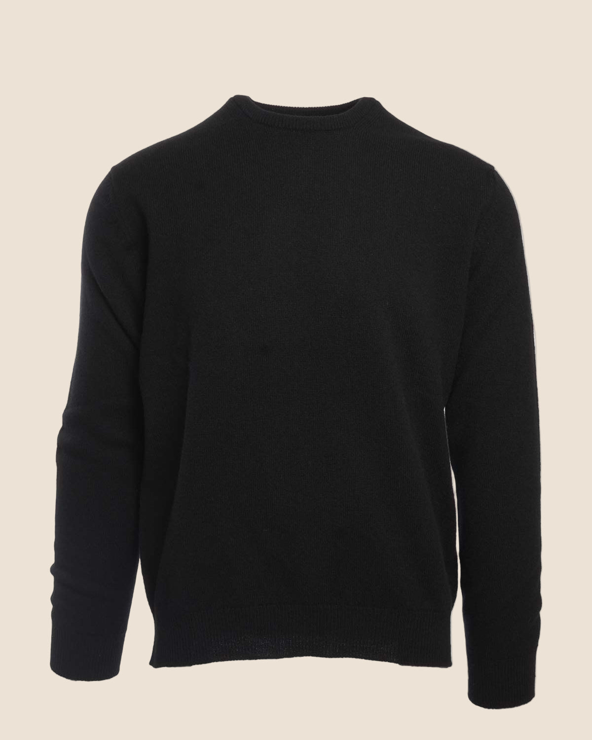 Lammeullsgenser Rund-hals Sort-JOHNSTONS OF ELGIN-www.gunnaroye.no