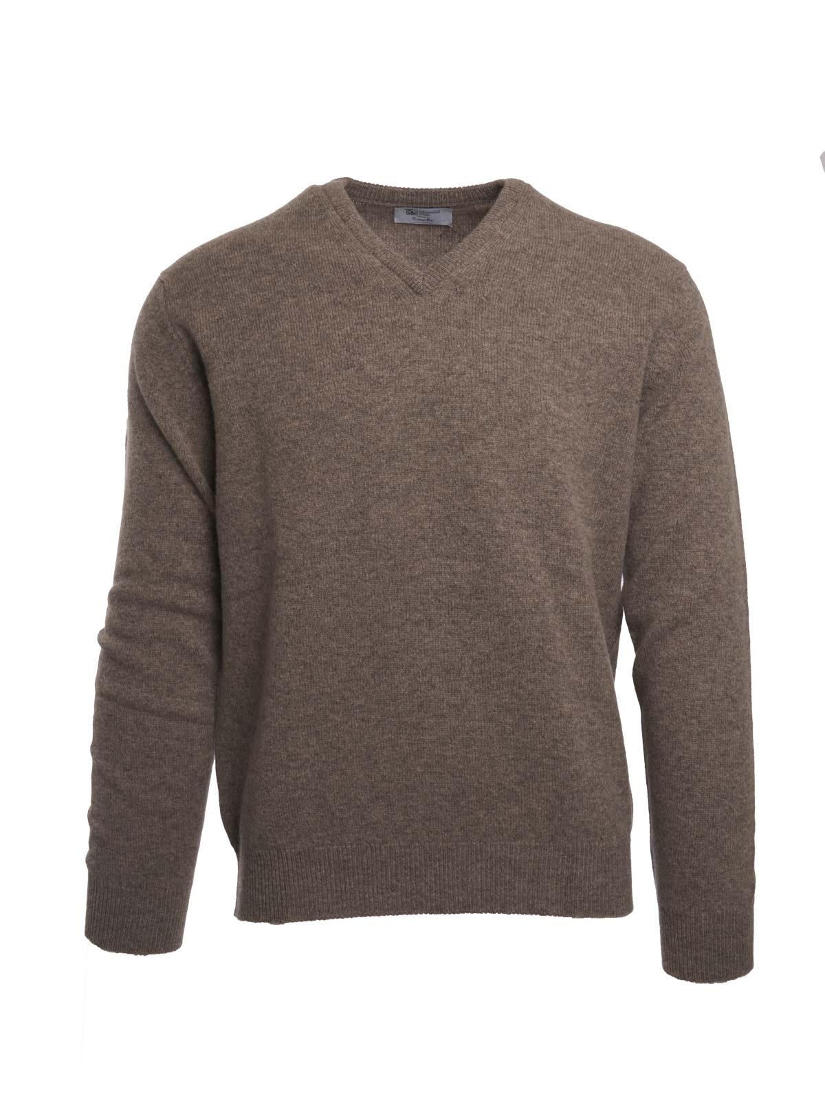 Lammeullsgenser V-hals Lys Brun-JOHNSTONS OF ELGIN-www.gunnaroye.no