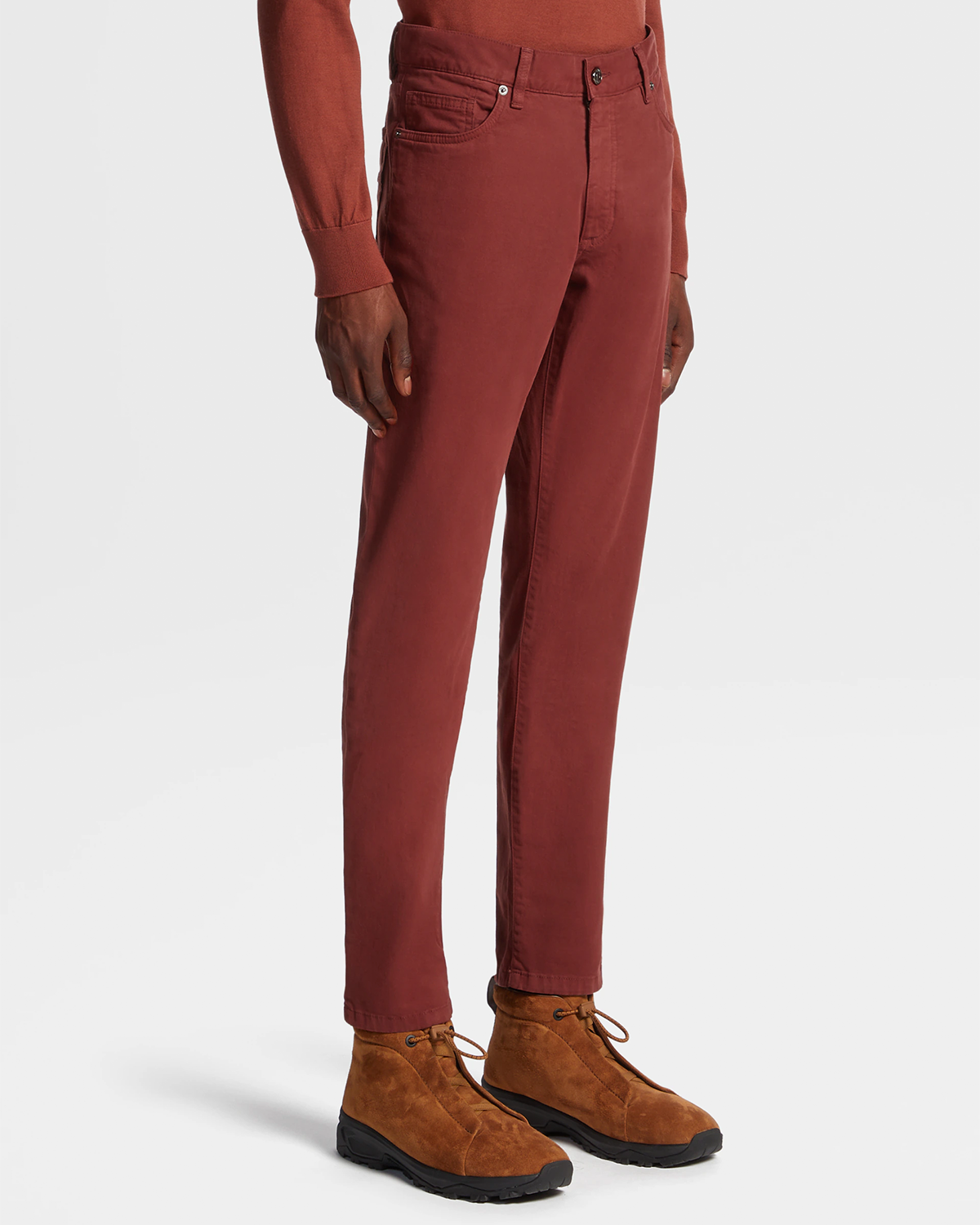 Mørke Rød Stretch City Bomullsbukser-Zegna-www.gunnaroye.no