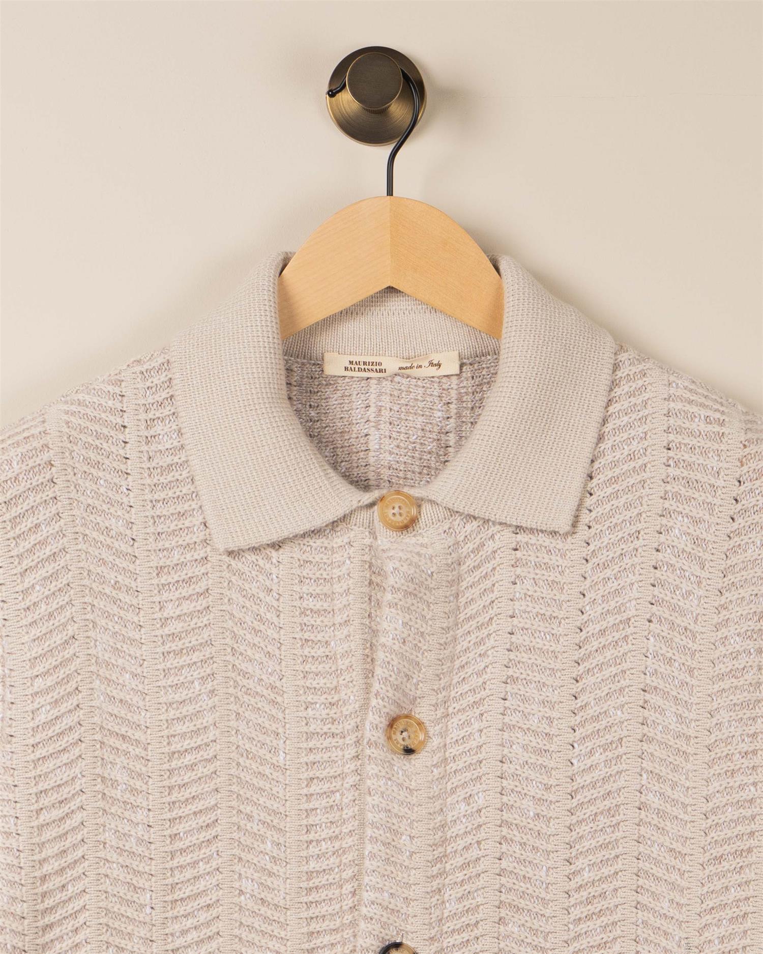 Chevron stitch Blouson - Beige