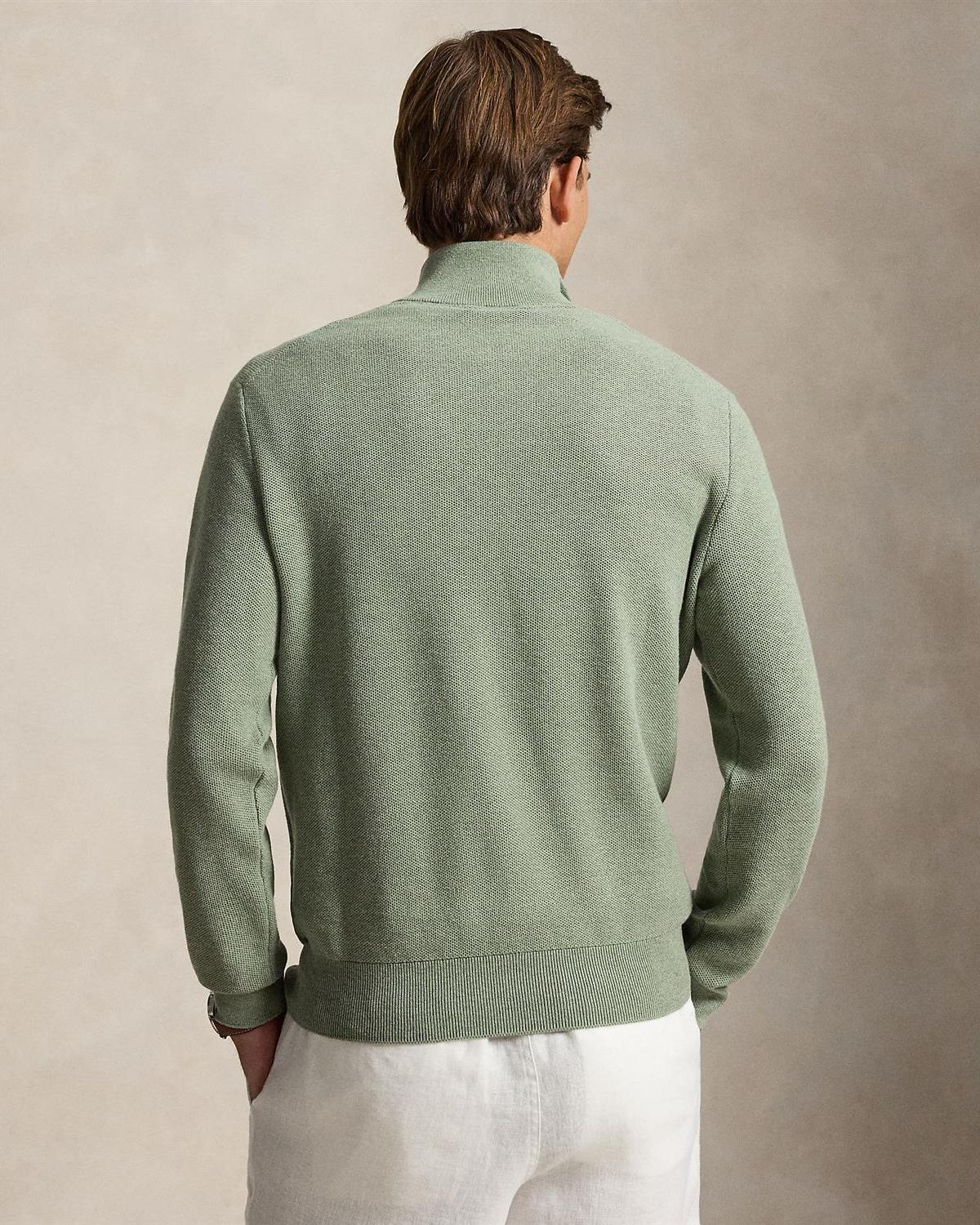 Bomull Half-Zip - Grønn