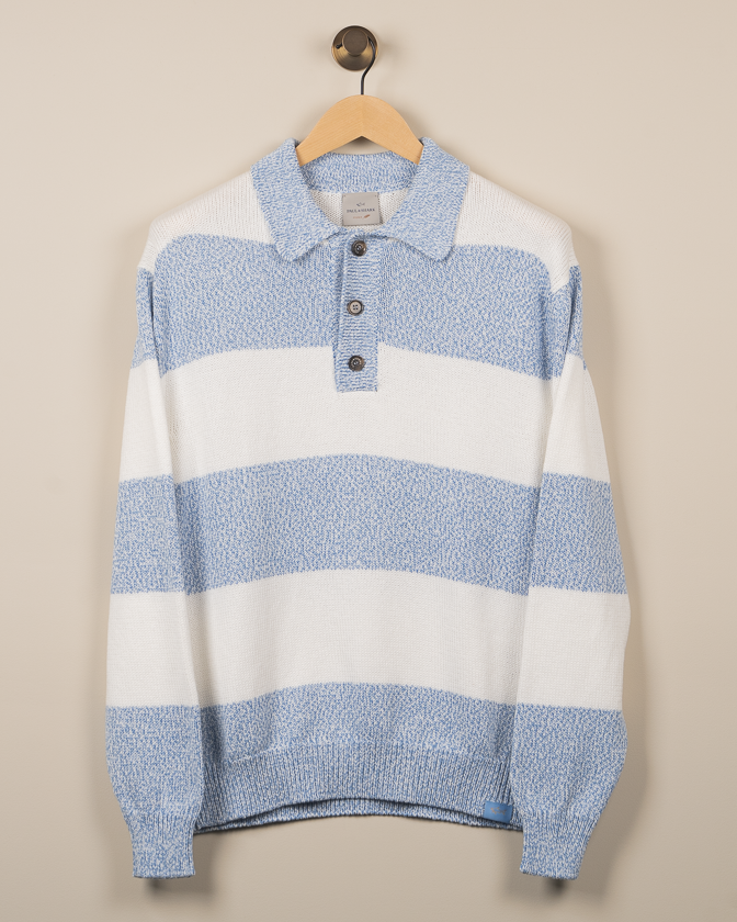 Stripet Piuma Langermet polo - Blå