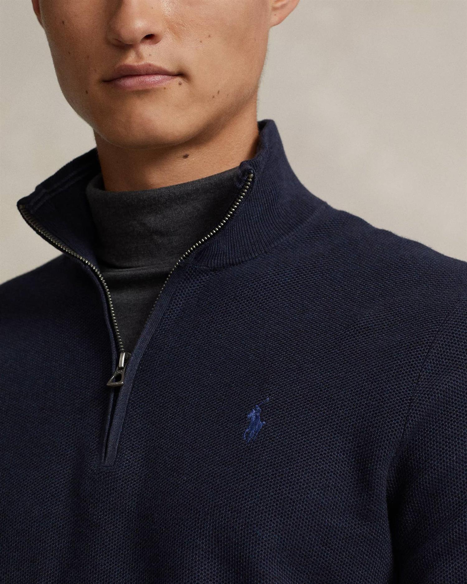 Half-Zip Bomullsgenser - Navy