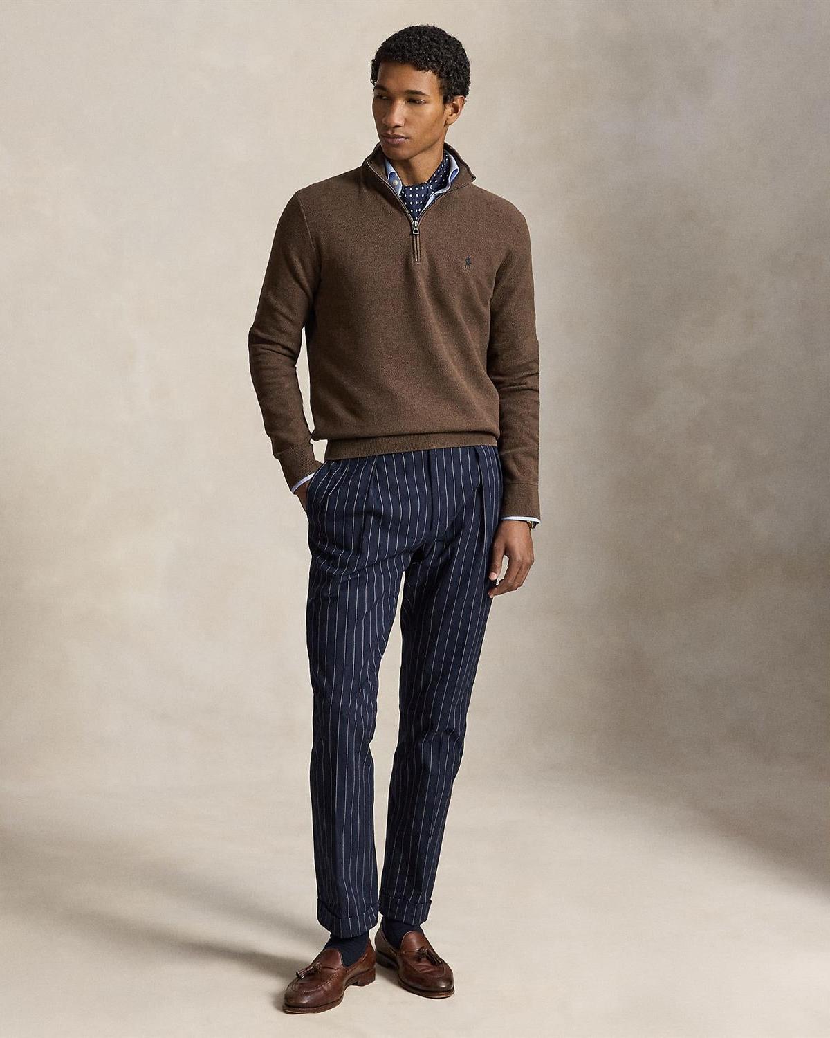 Bomull Half-Zip - Brun