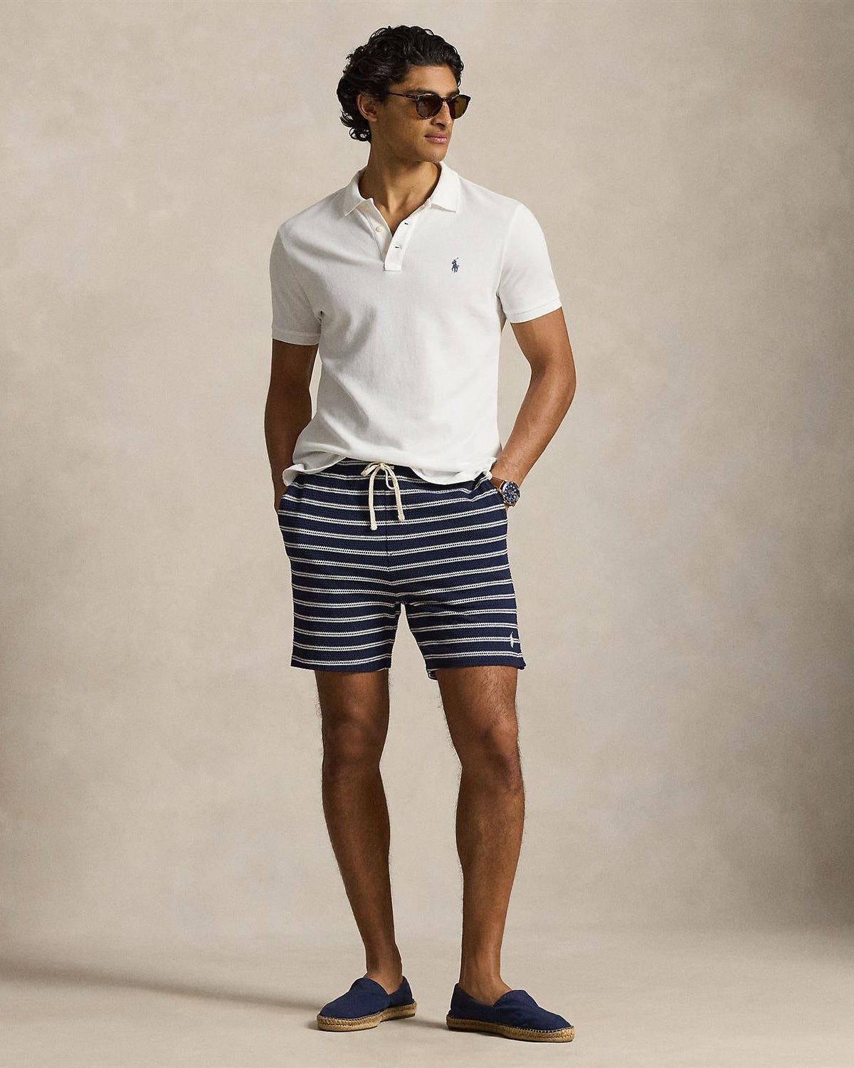 Stripet Shorts - Navy/Hvit