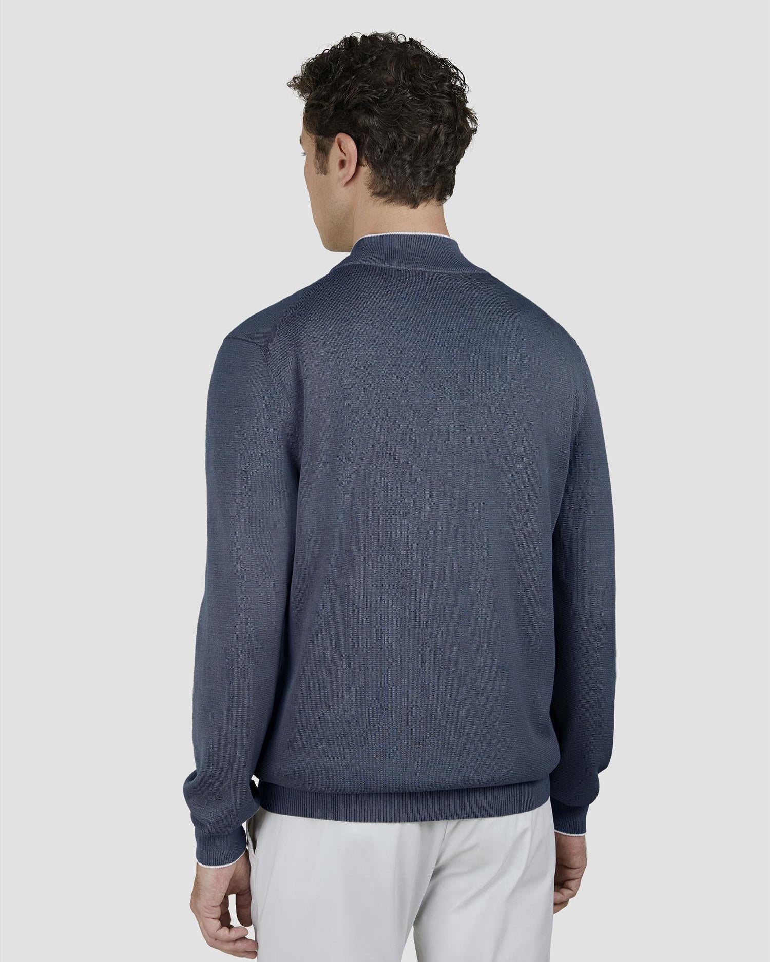 Cotton Silk Half-Zip Blå