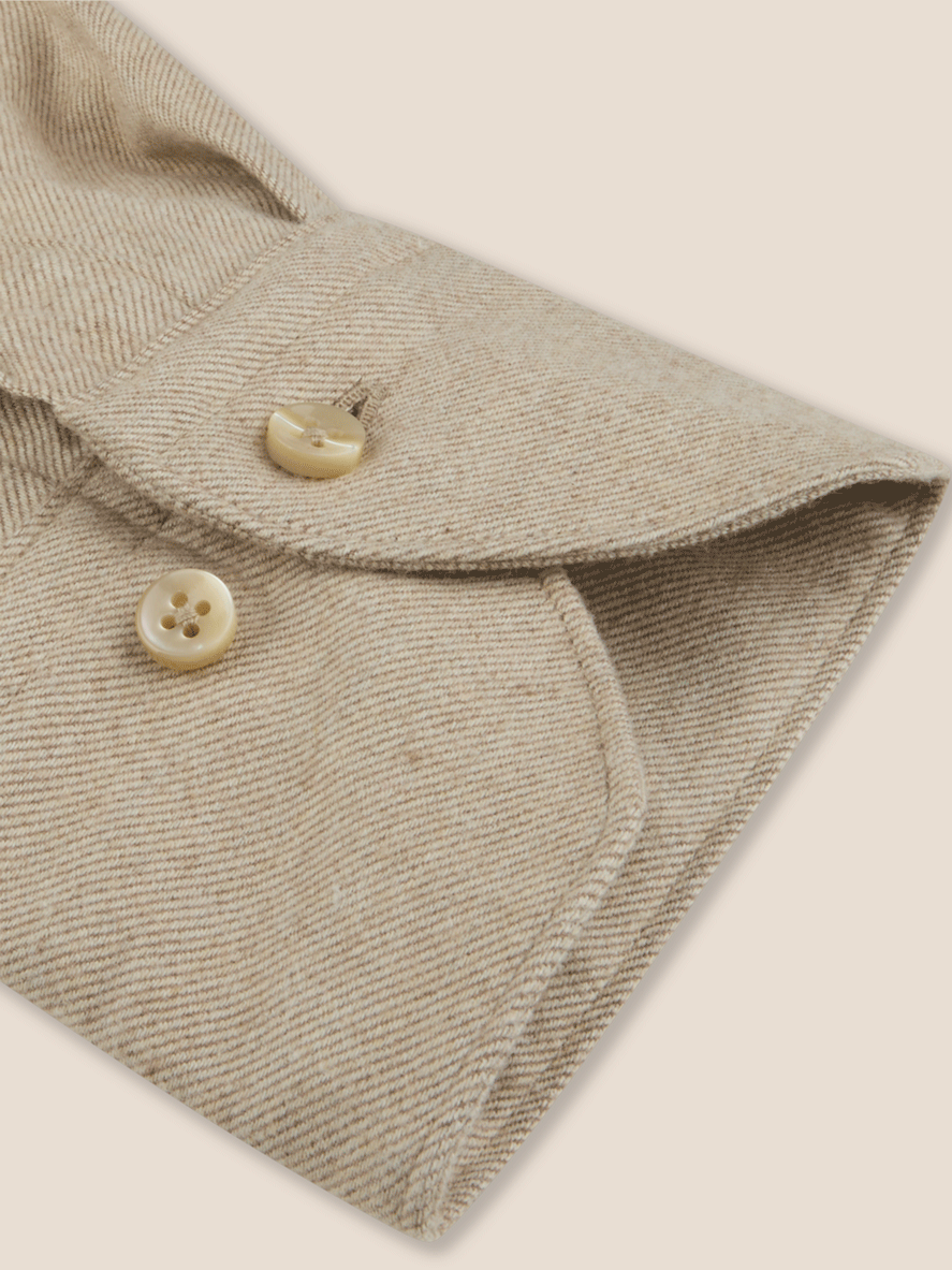 Regular Flanell Skjorte - Beige
