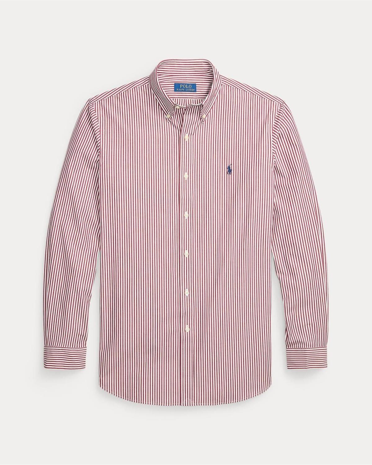 Stripet Poplin Skjorte - Burgunder