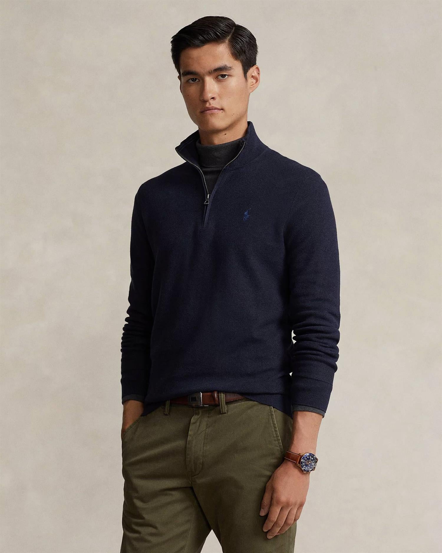 Navy Half-Zip-Polo Ralph Lauren-www.gunnaroye.no