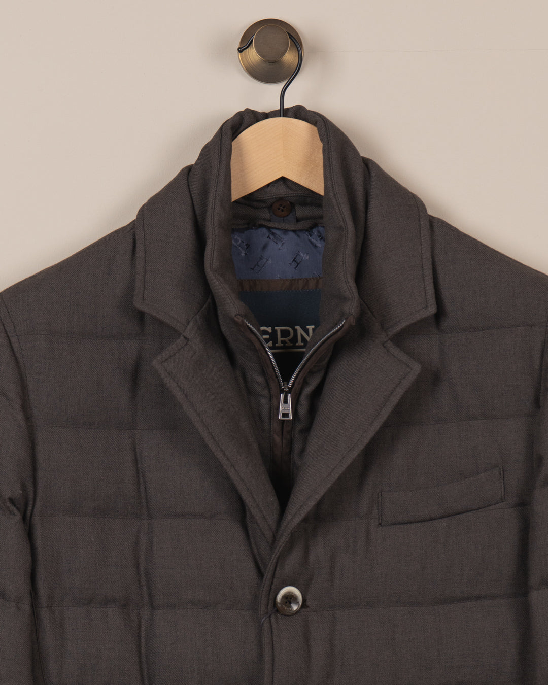 Wool-Blend & Suede Effect Blazer - Grå