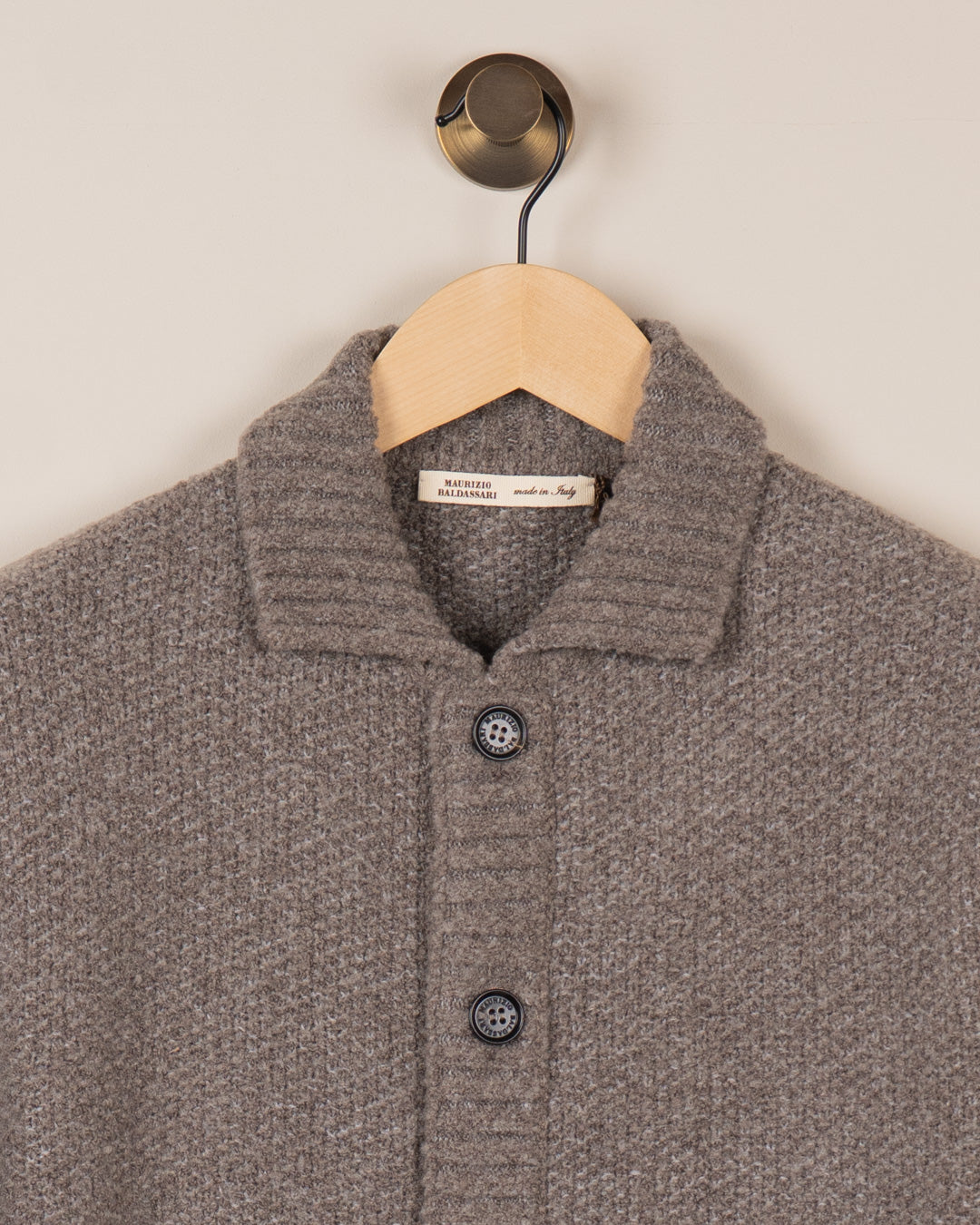 Blouson Wool Blend Cardigan - Beige