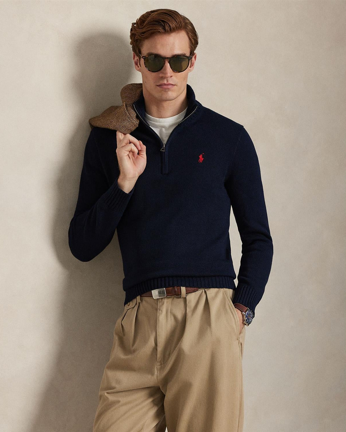 Half-Zip Bomull - Navy