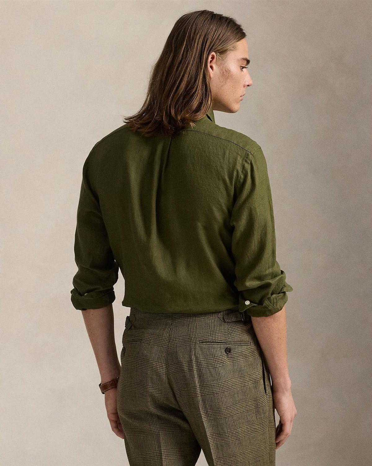 Lin Skjorte Slim Fit - Oliven