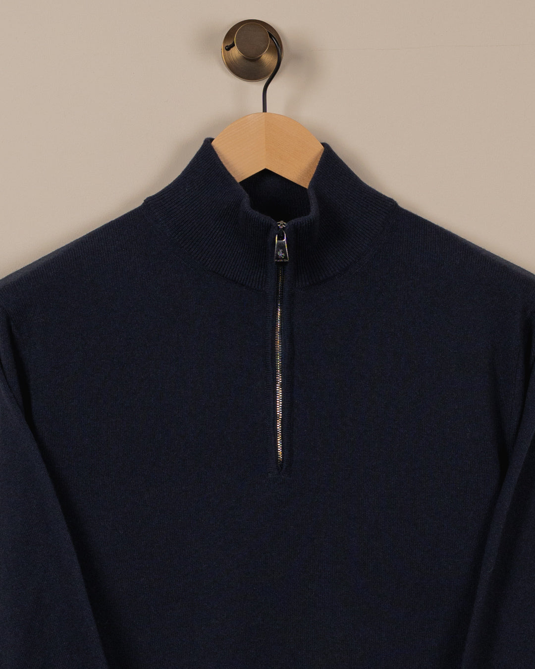 Cashmere Half-Zip genser - Navy