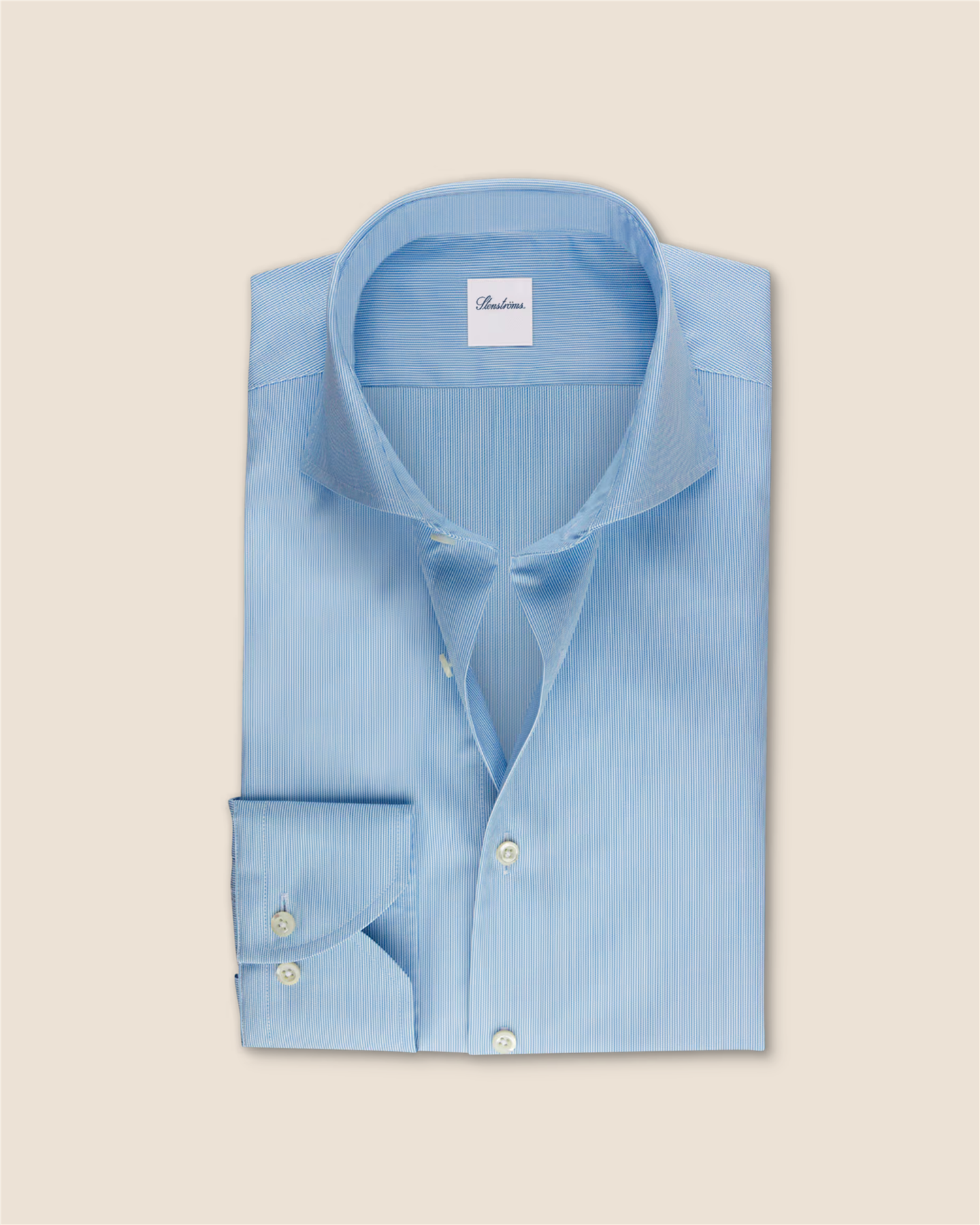 Stripet Twill Skjorte Slimline - Lys blå