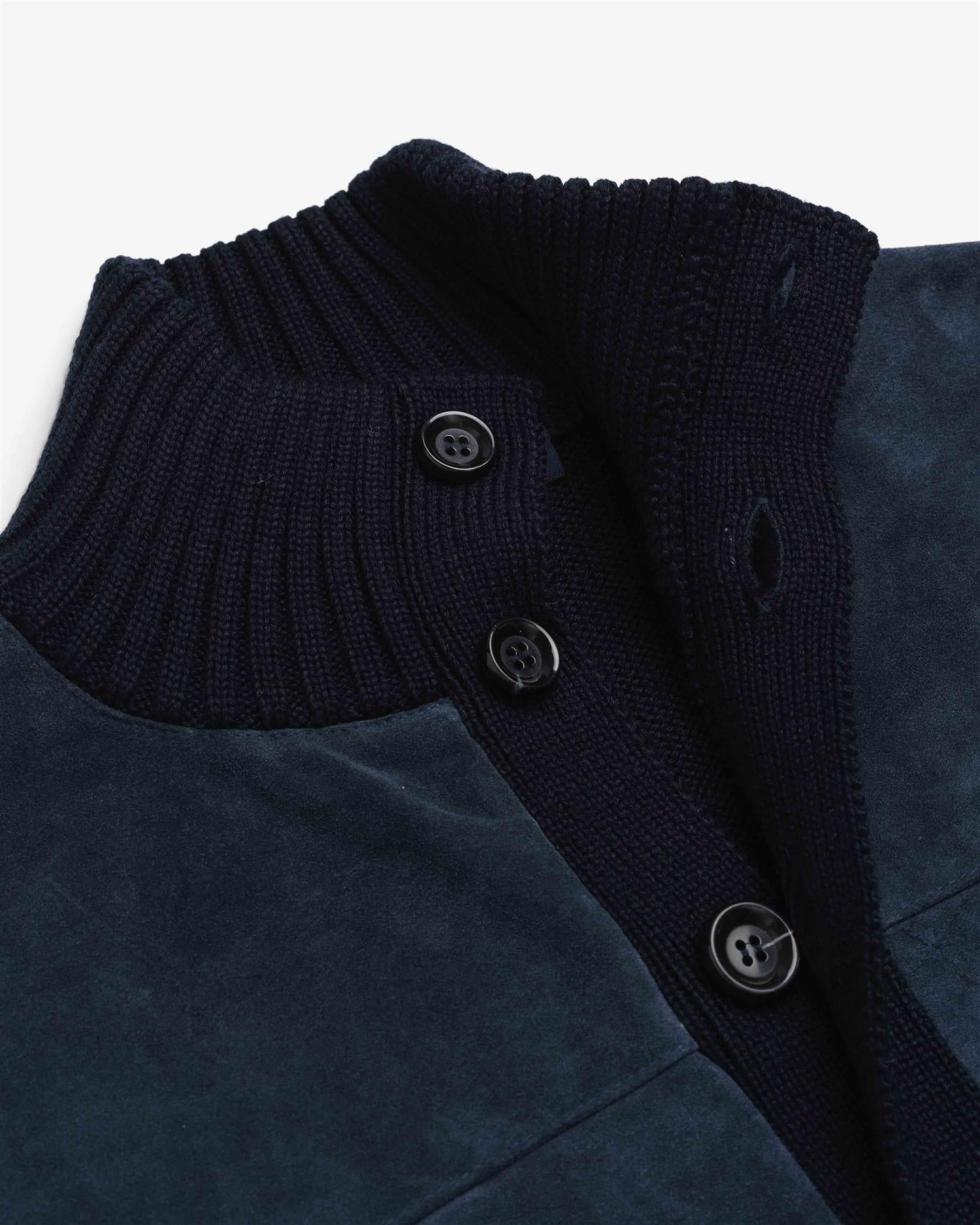 Cardigan m Skinn - Navy-Daniele Fiesoli-www.gunnaroye.no