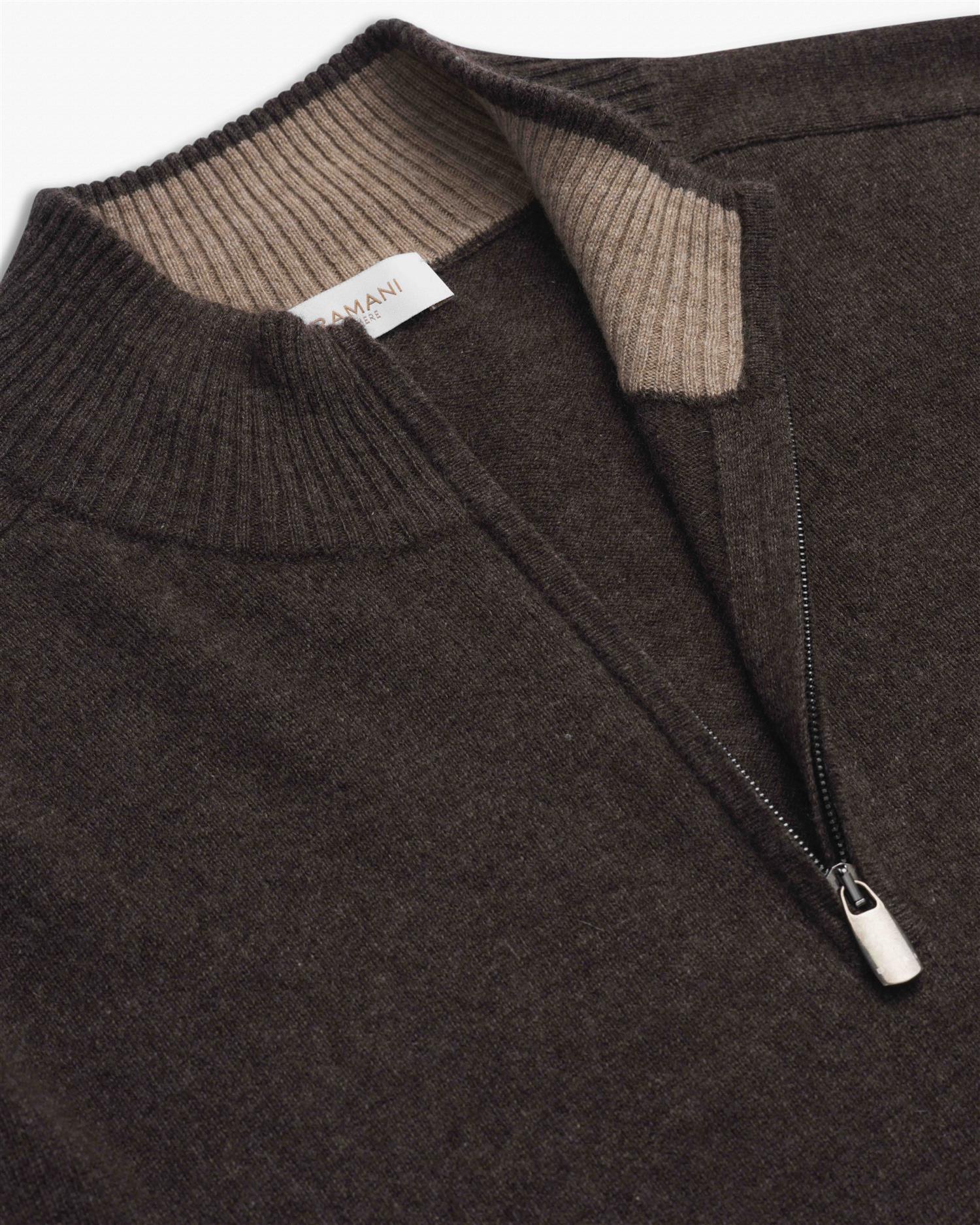 Half-Zip med Kontrast - Brun