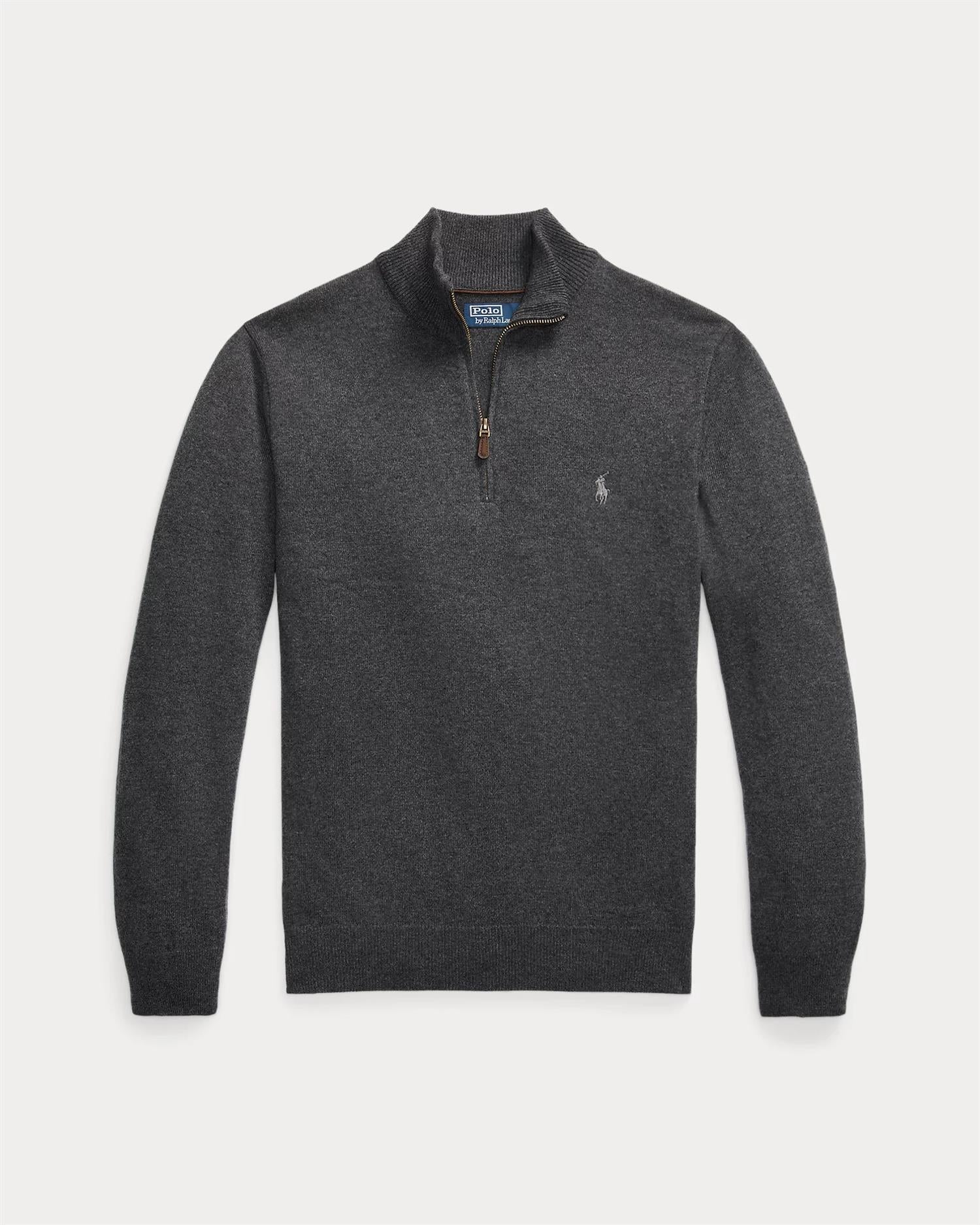 Rustikk Merino Half Zip - Grå-Polo Ralph Lauren-www.gunnaroye.no