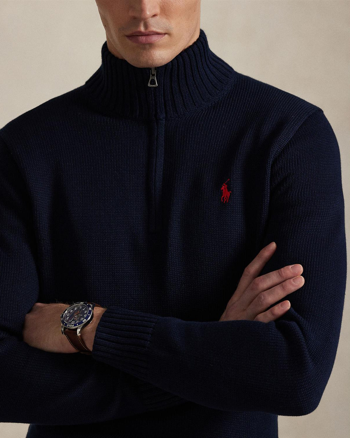 Half-Zip Bomull - Navy