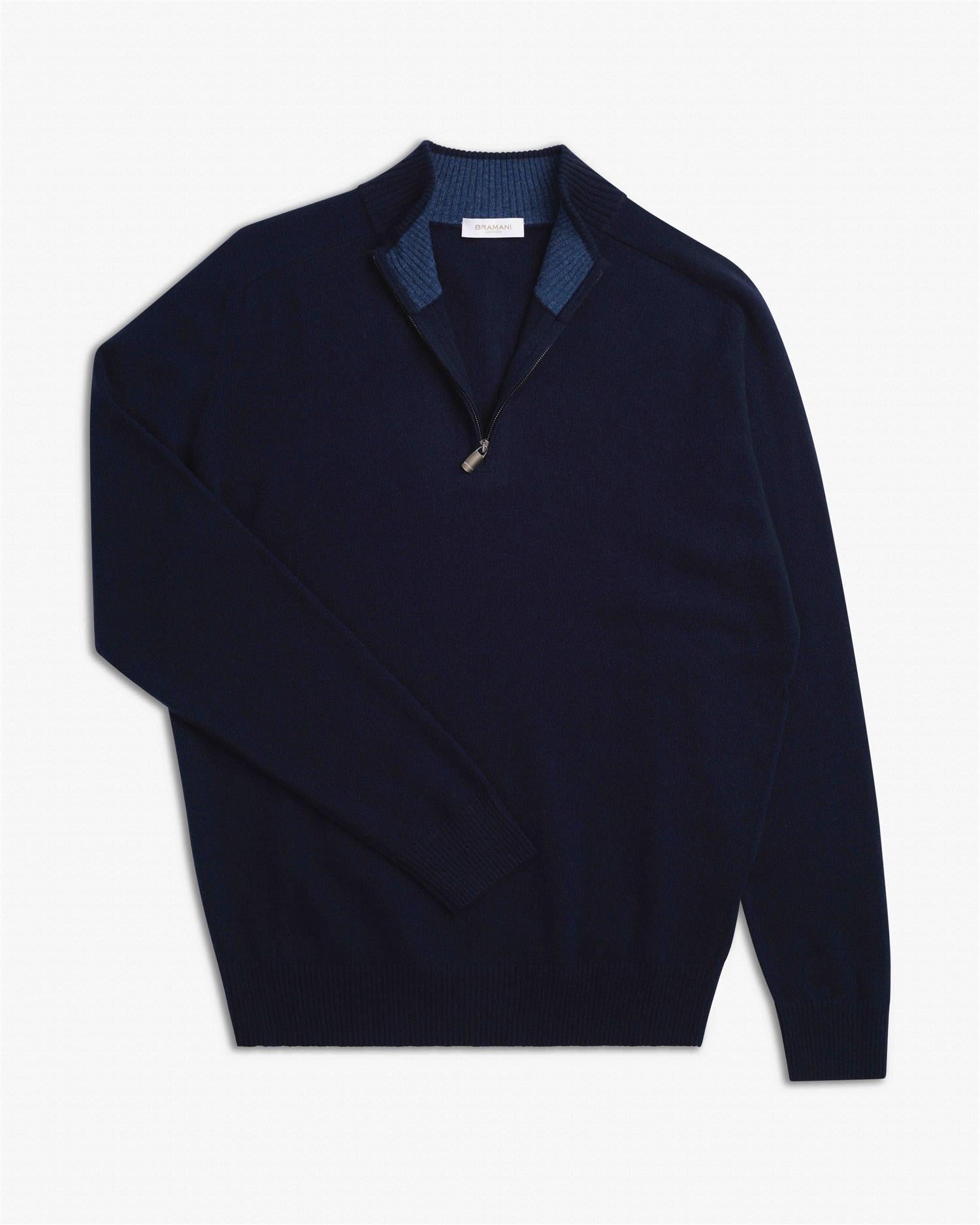 Half-Zip med Kontrast - Navy