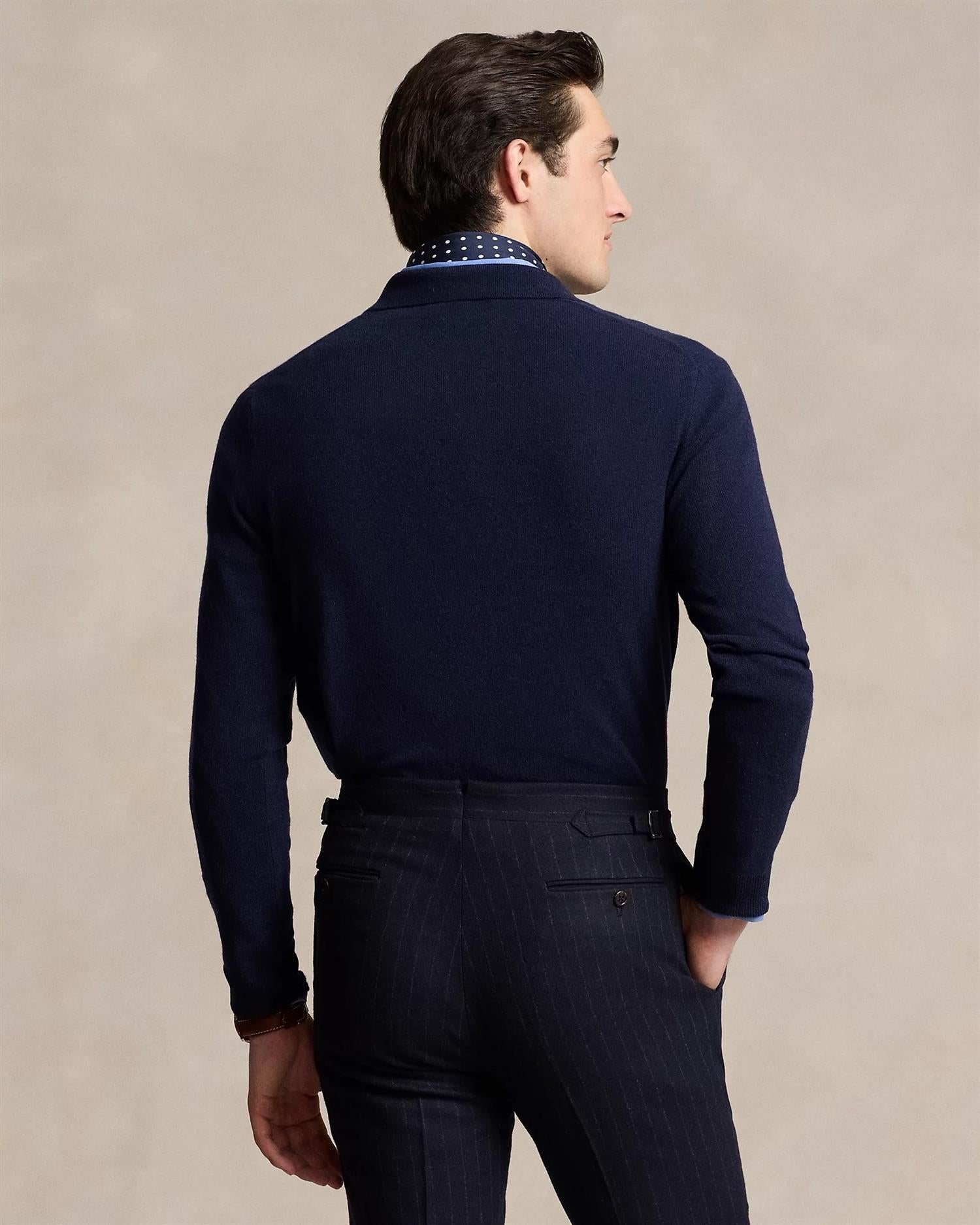 Wool Johnny-Collar Jumper - Navy-Polo Ralph Lauren-www.gunnaroye.no