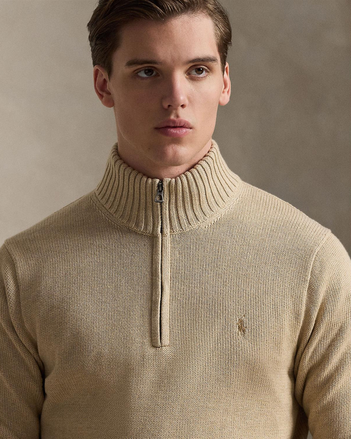 Half-Zip Bomull - Beige