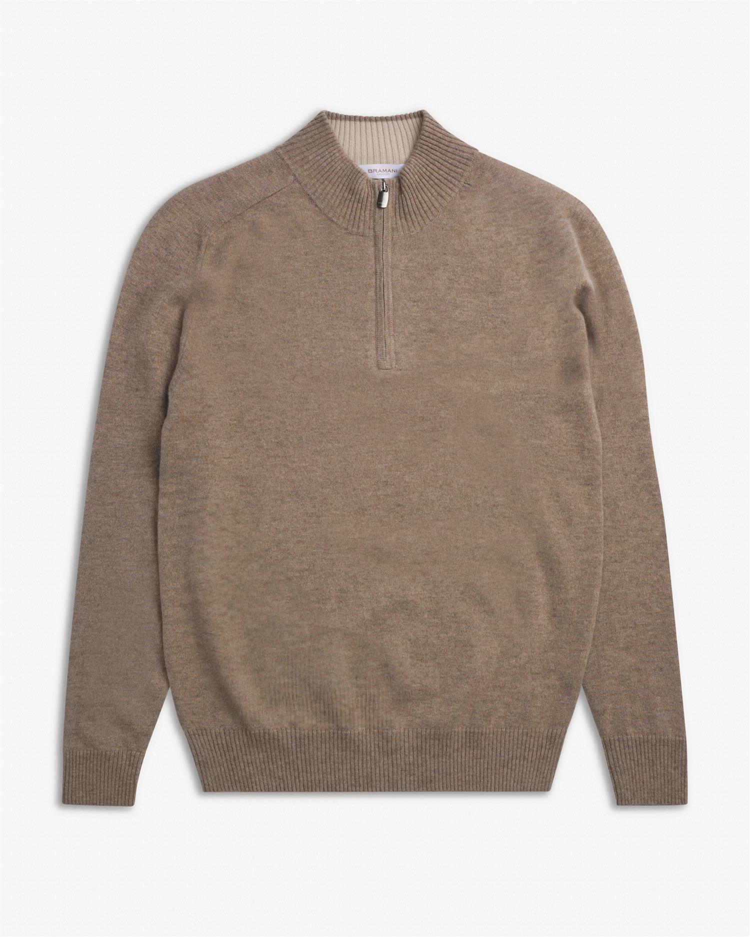 Half-Zip med Kontrast - Beige