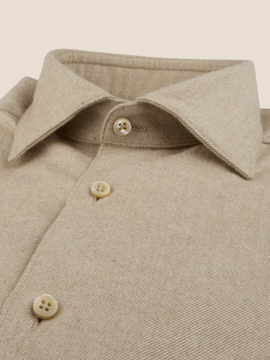 Regular Flanell Skjorte - Beige