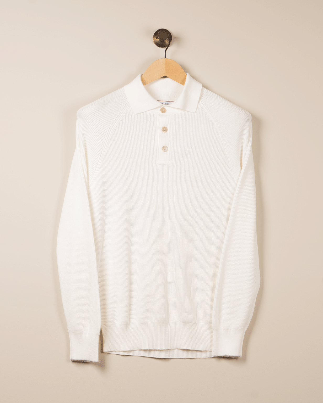 Bomull English rib Polo Raglan Ermer - Hvit