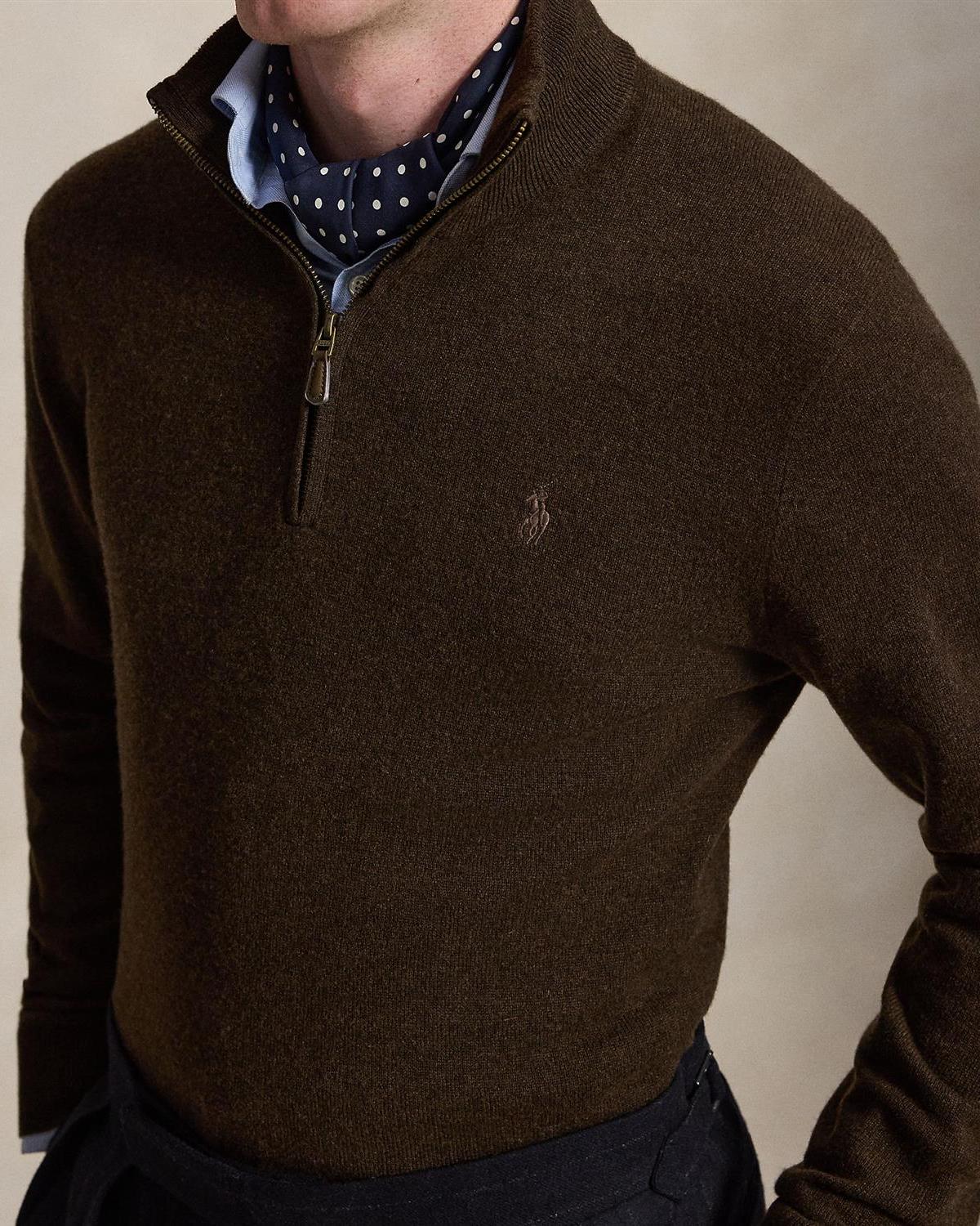 Merino Half Zip - Brun