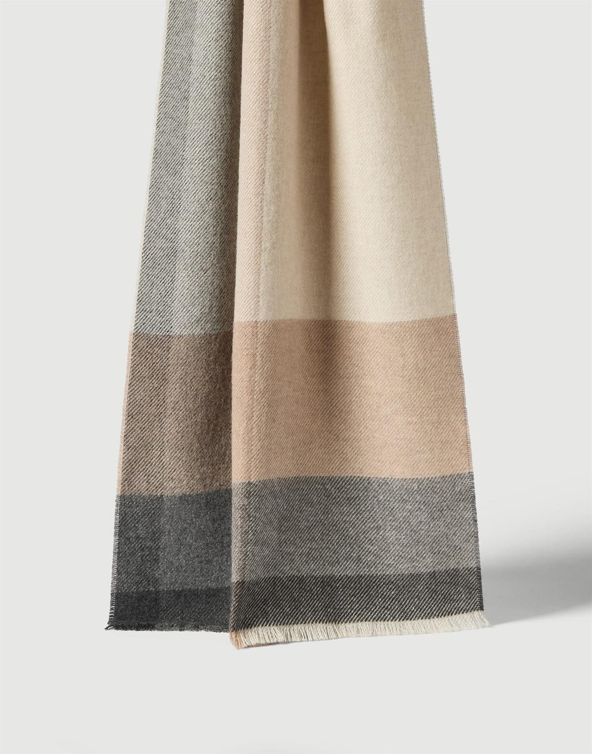 Wool and cashmere checked twill scarf - Beige