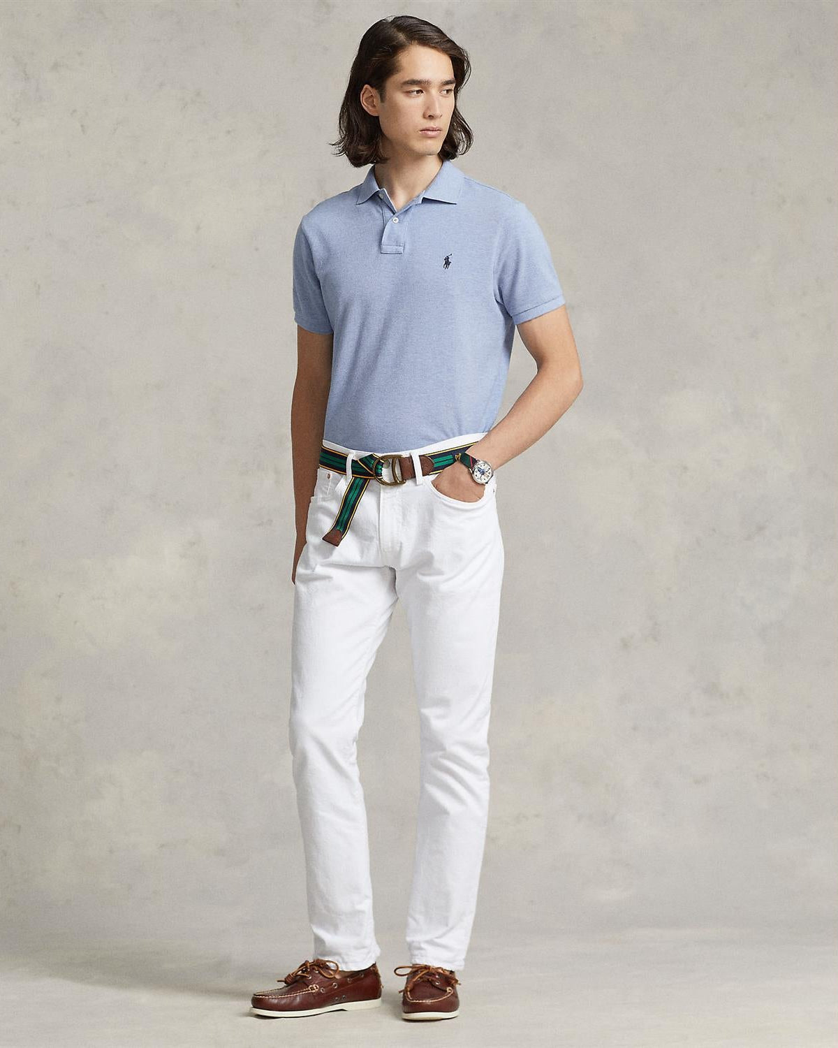 Custom Slim Fit Polo Lyseblå