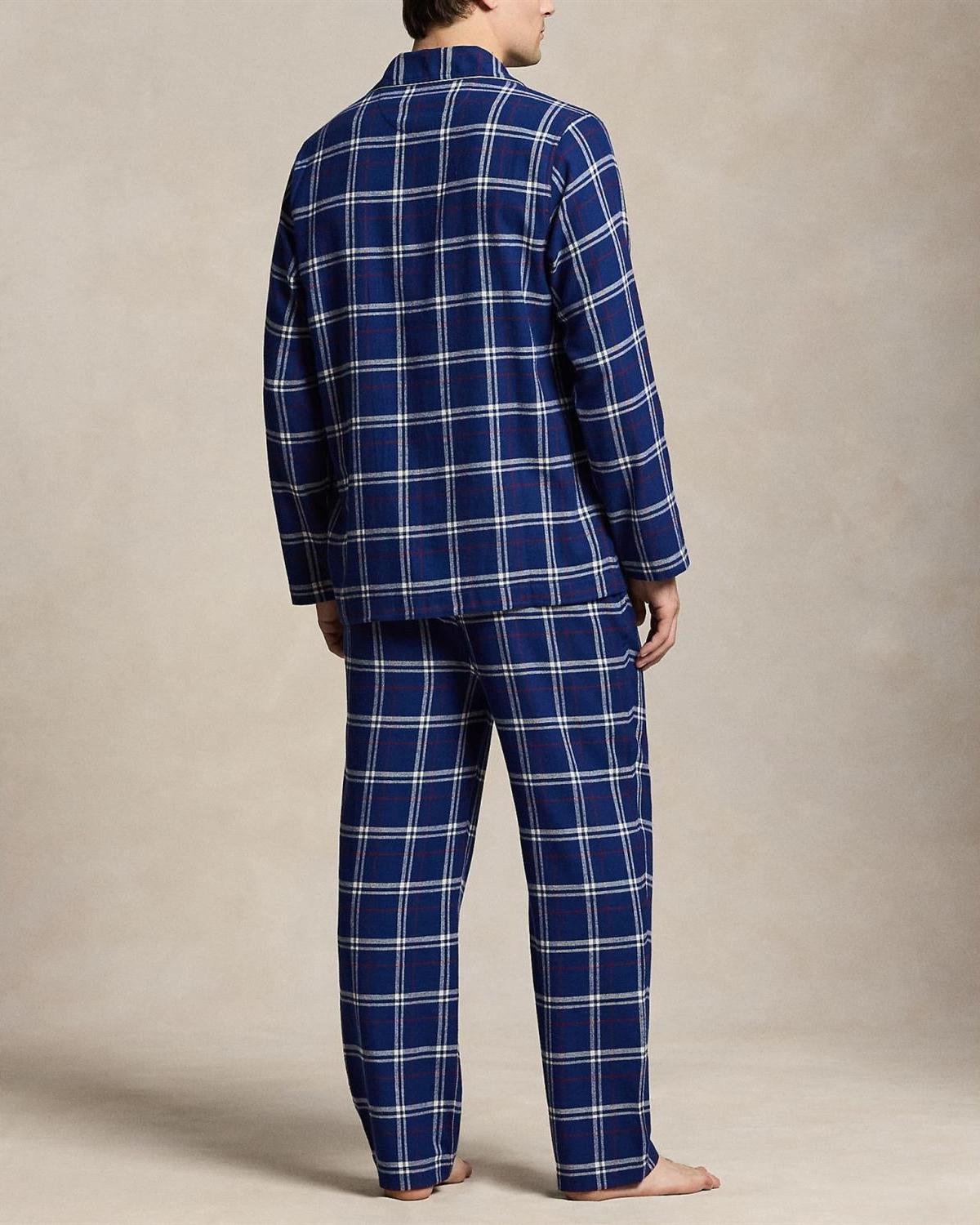 Rutet Flanell Pyjamas - Navy/Rød