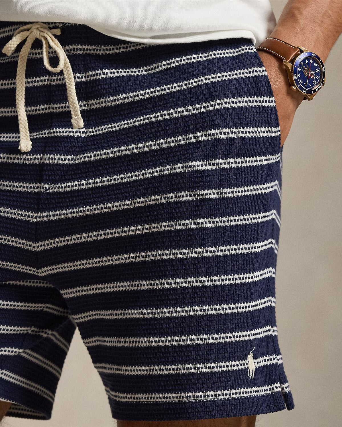 Stripet Shorts - Navy/Hvit