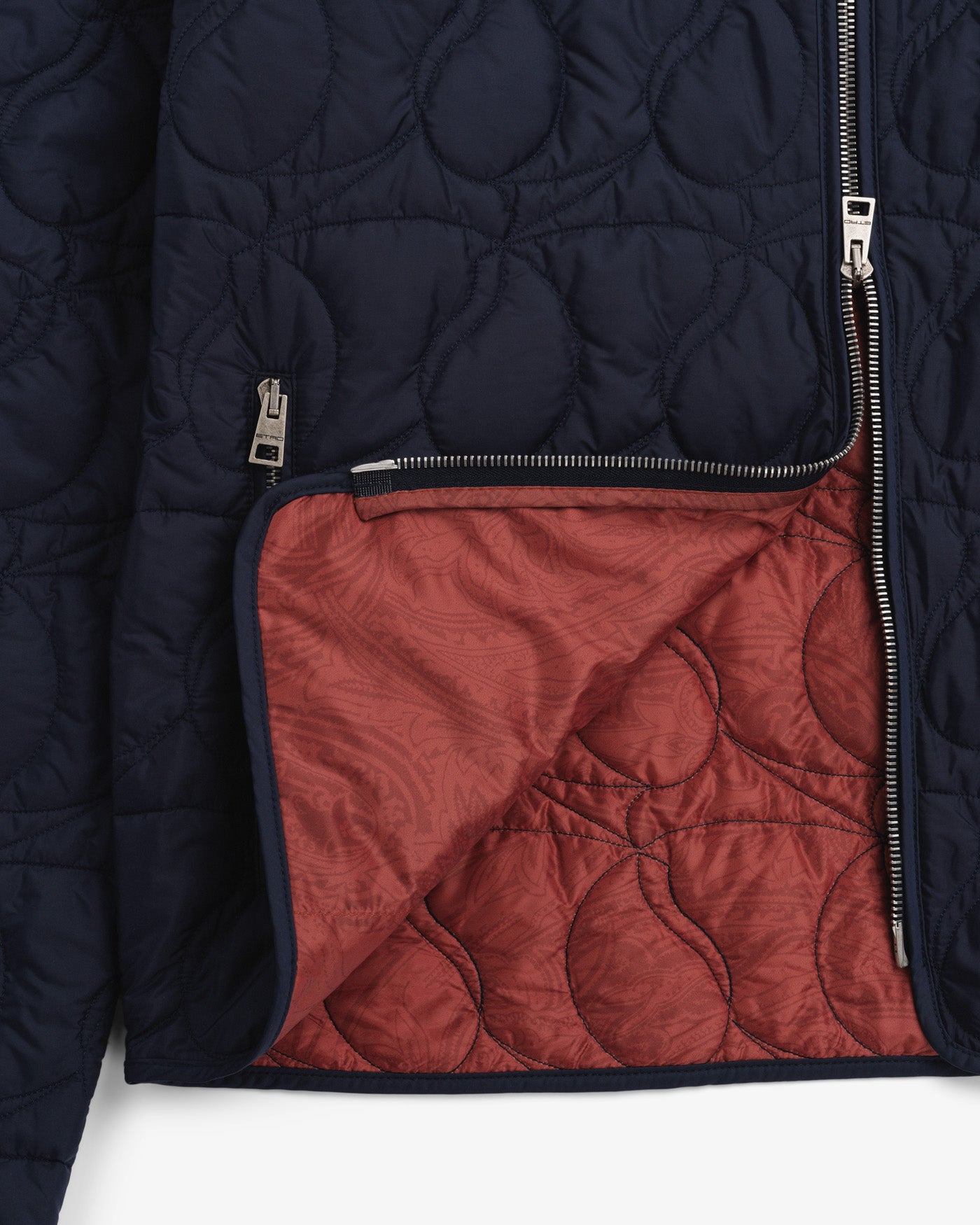 Quilted Paisley Bomber Jakke - Navy-Etro S,p,A.-www.gunnaroye.no