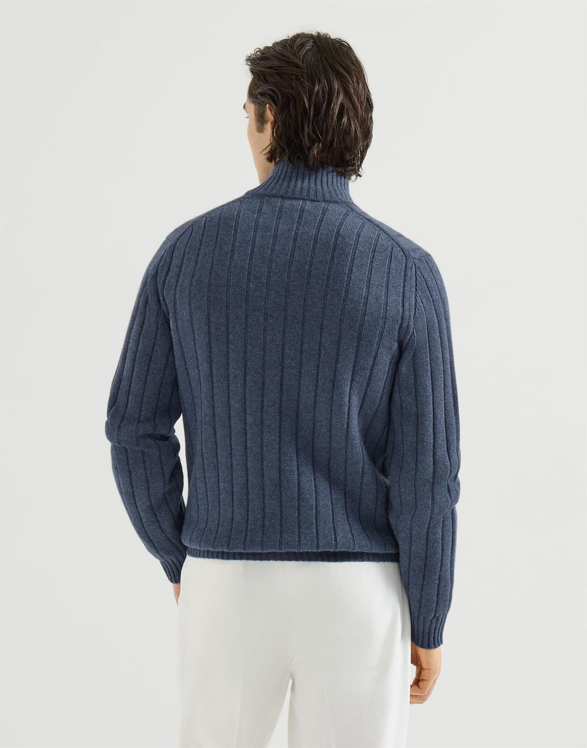 Cashmere cardigan med zipp - Blå