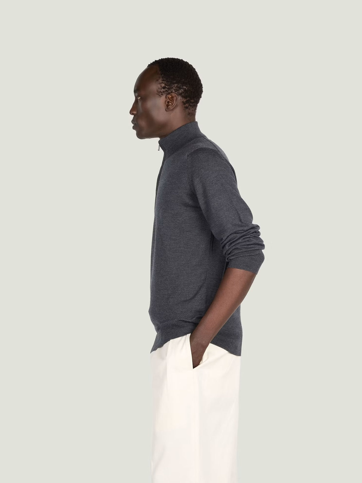 Half Zip Turtle Neck - Grå