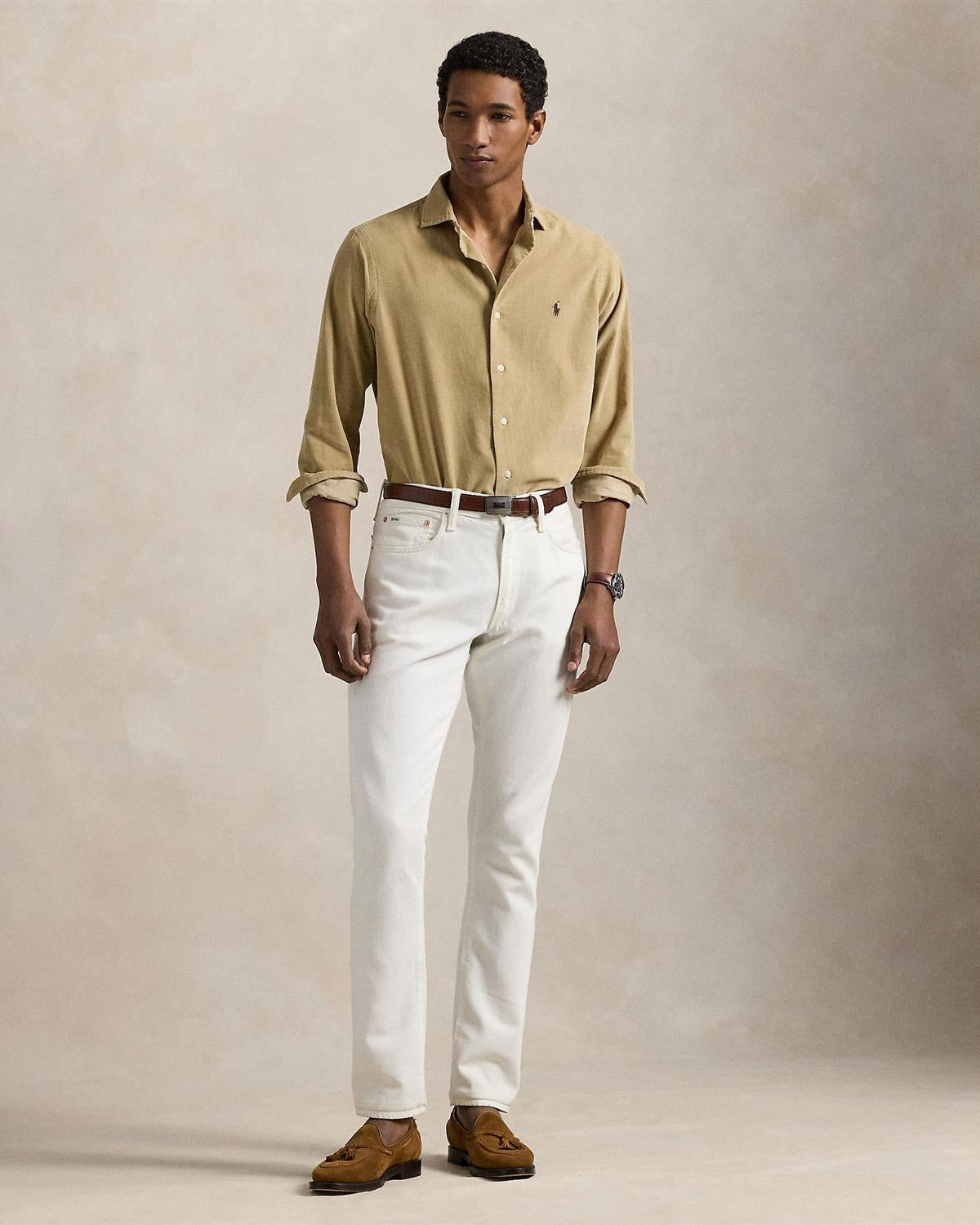 Cord Skjorte Custom Fit - Beige