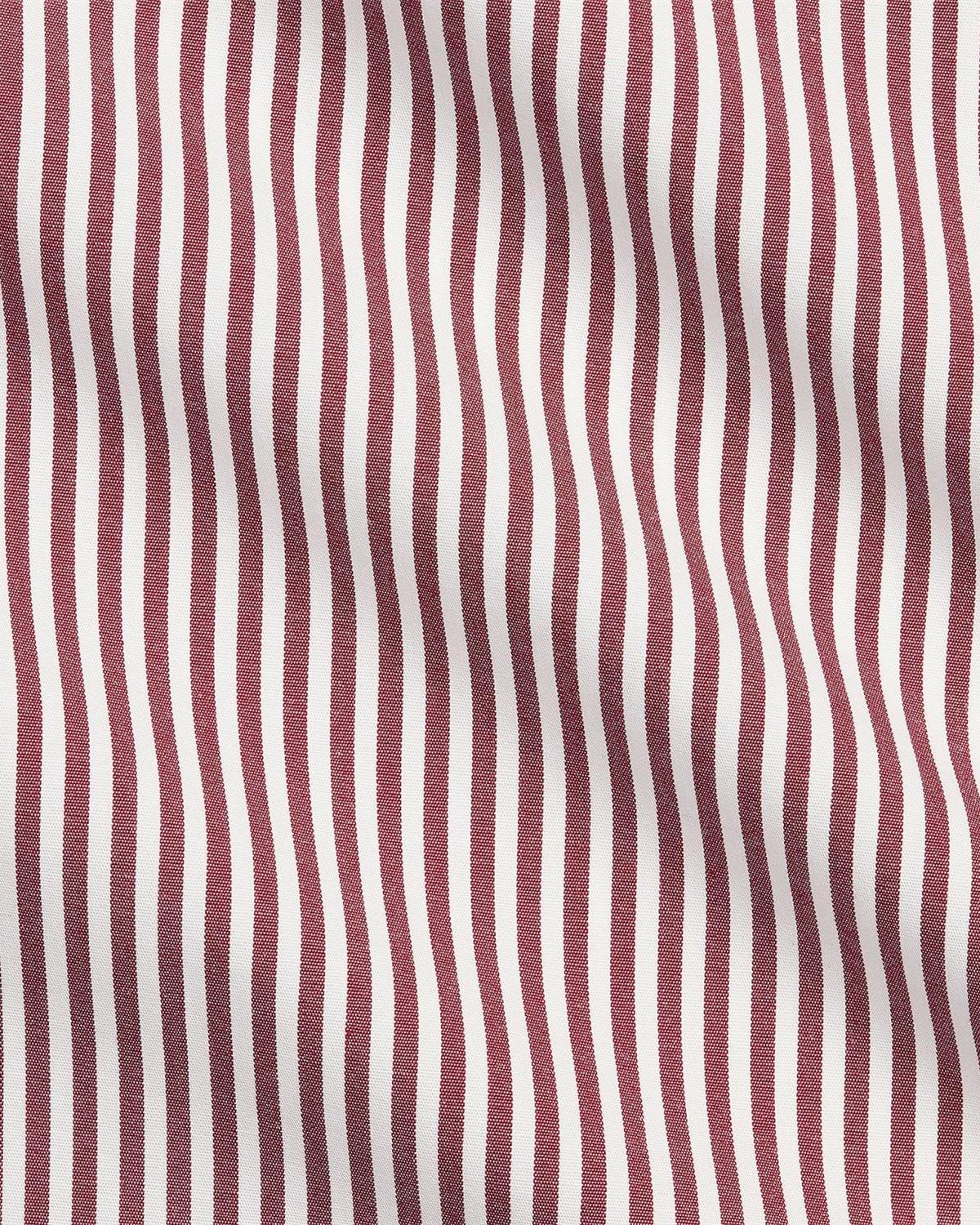 Stripet Poplin Skjorte - Burgunder