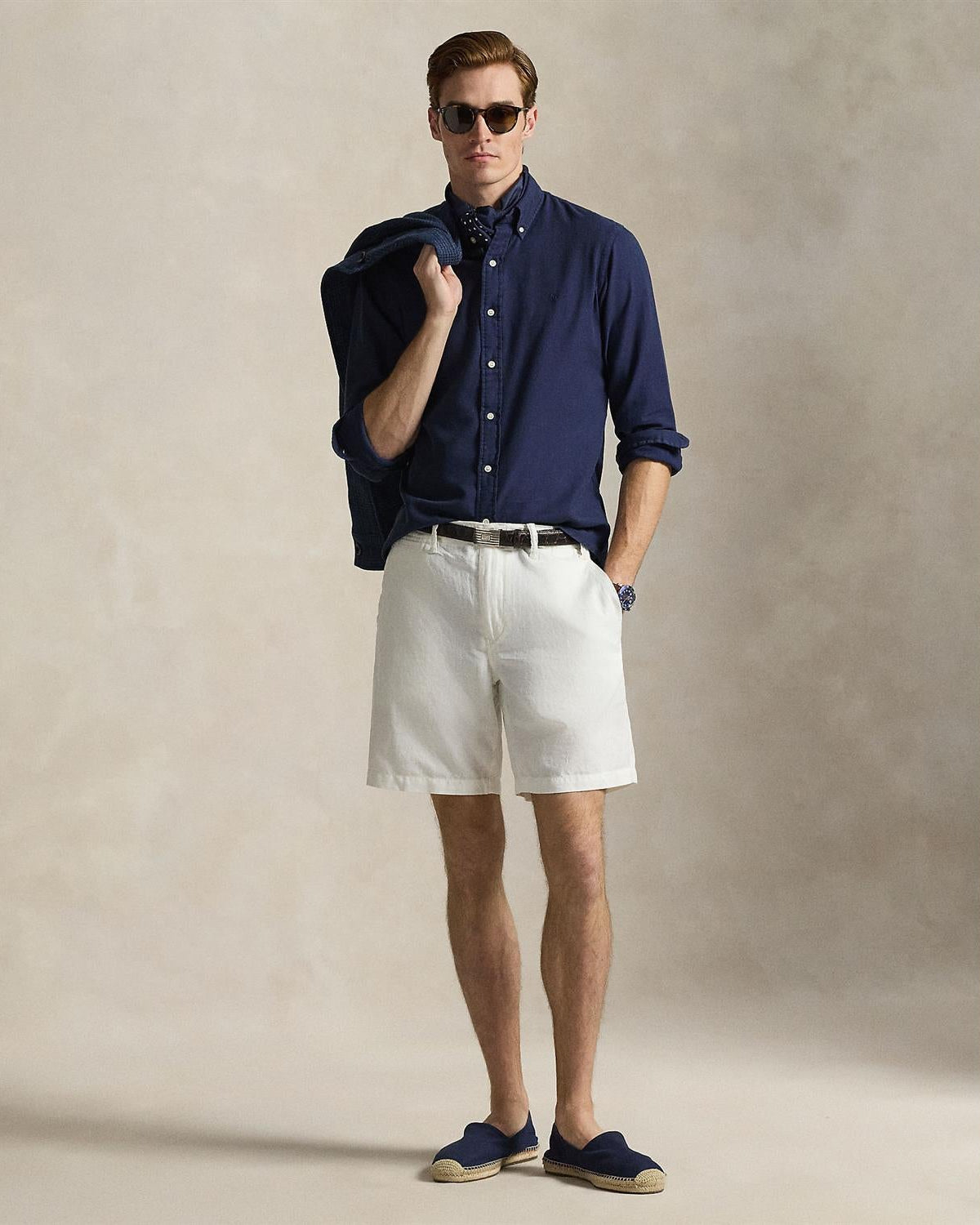 Maritim Bomull/Lin Shorts - Krem