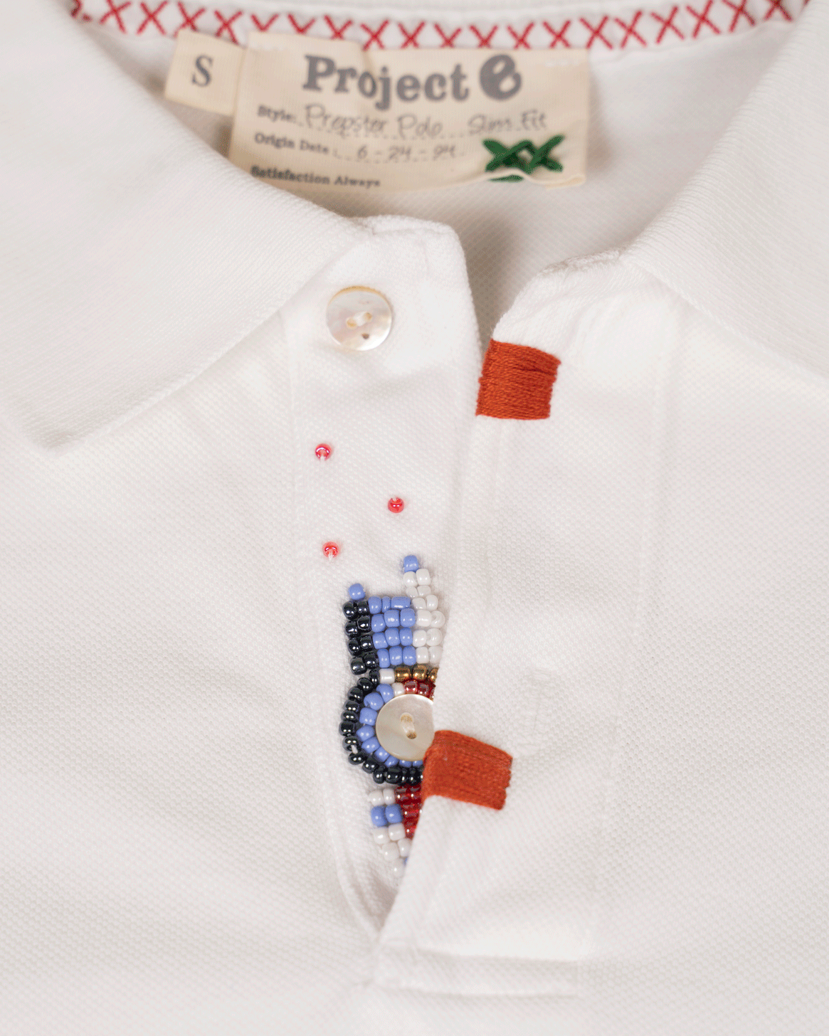 Pique m/Perler - Hvit