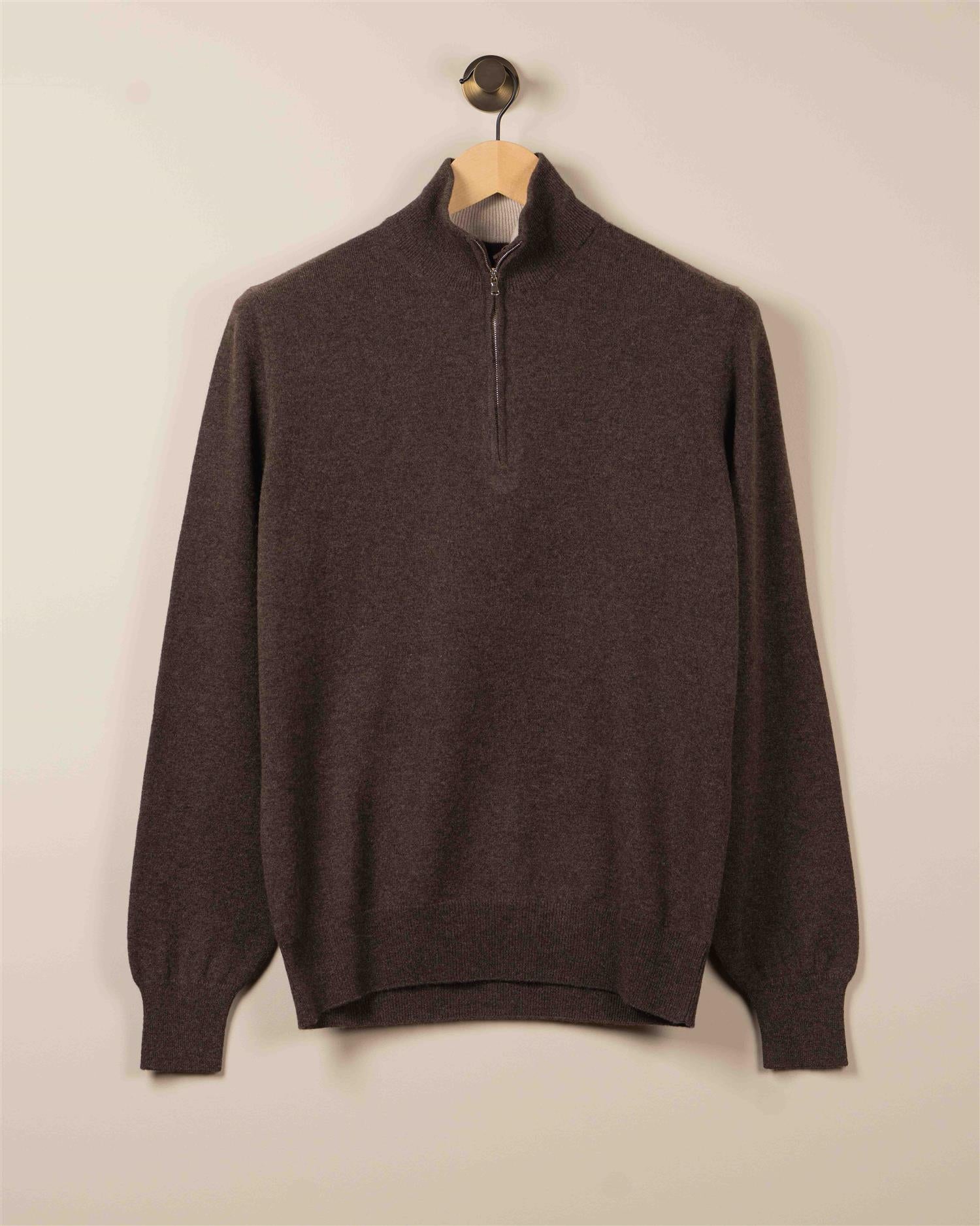 Kashmir Half-Zip m/Kontrast- Brun