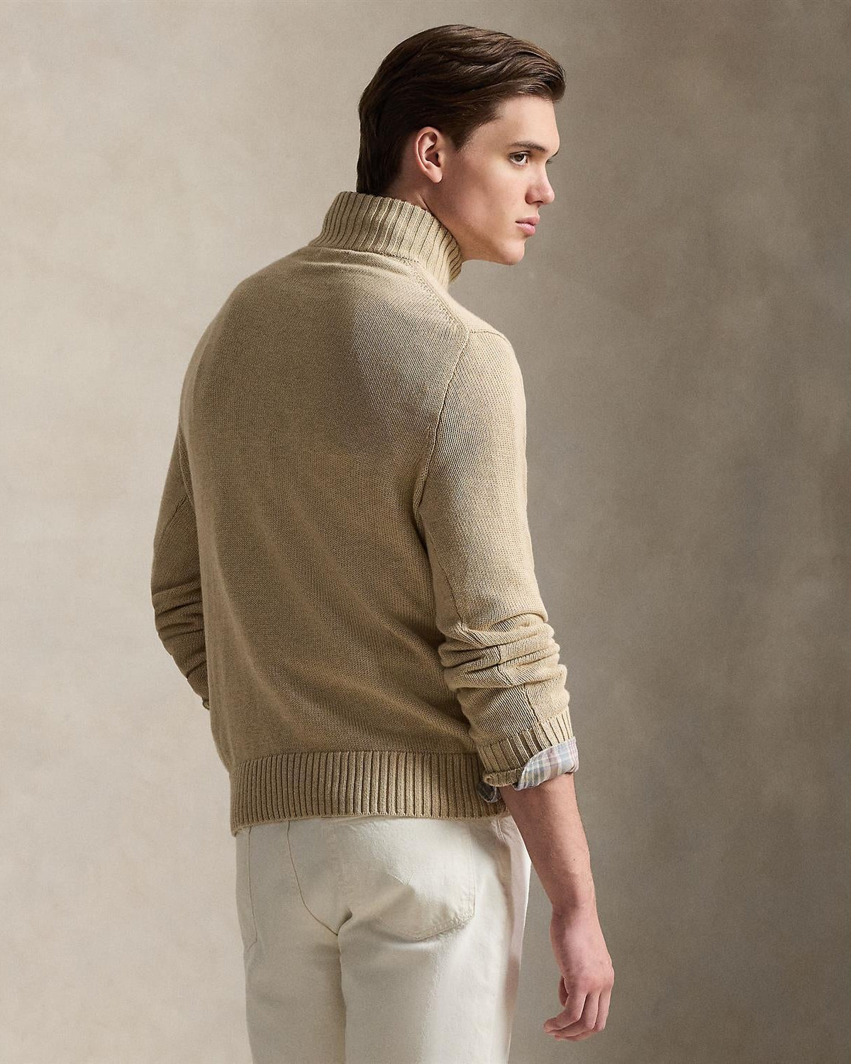 Half-Zip Bomull - Beige