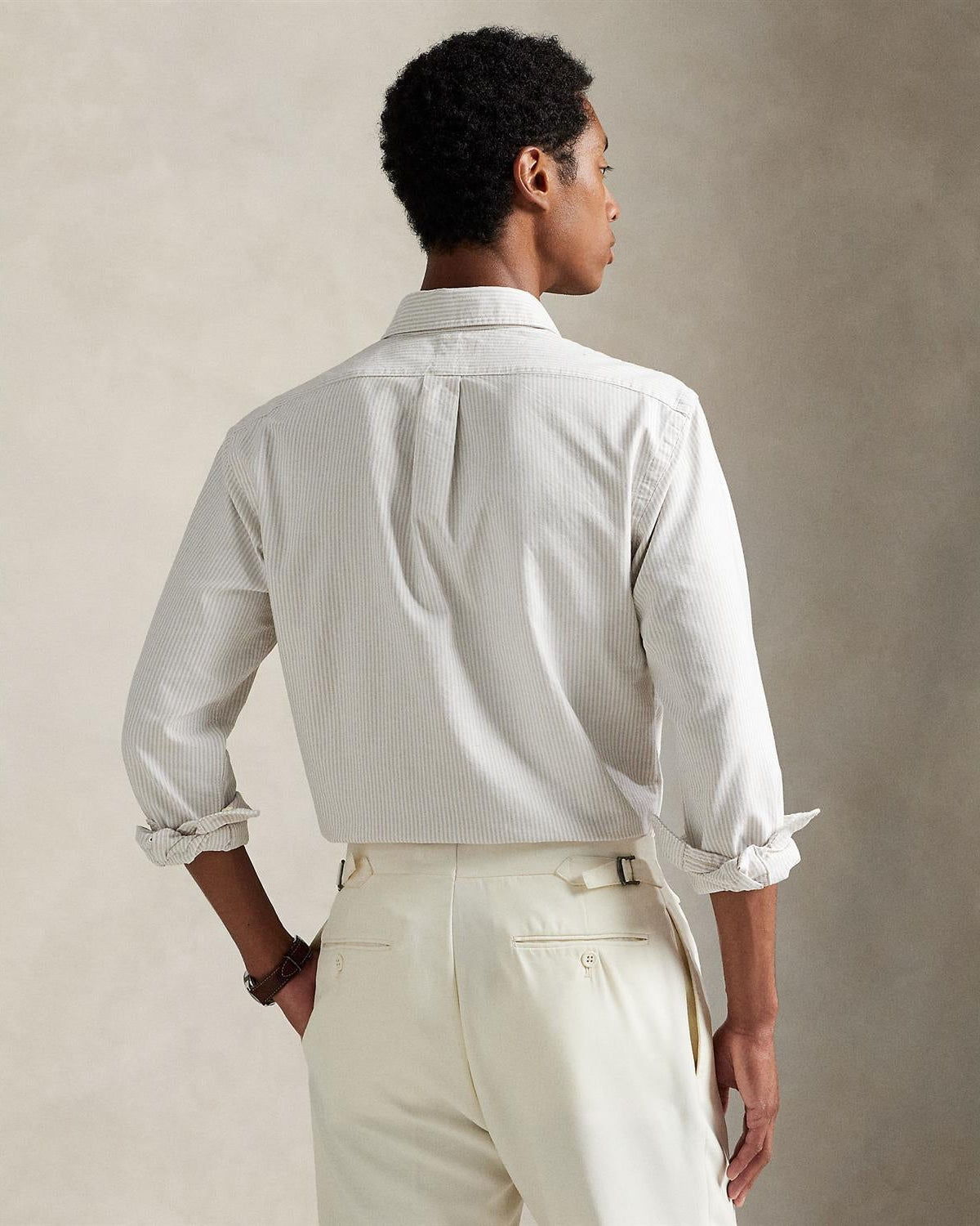 Rutet Oxford skjorte - Beige/Hvit