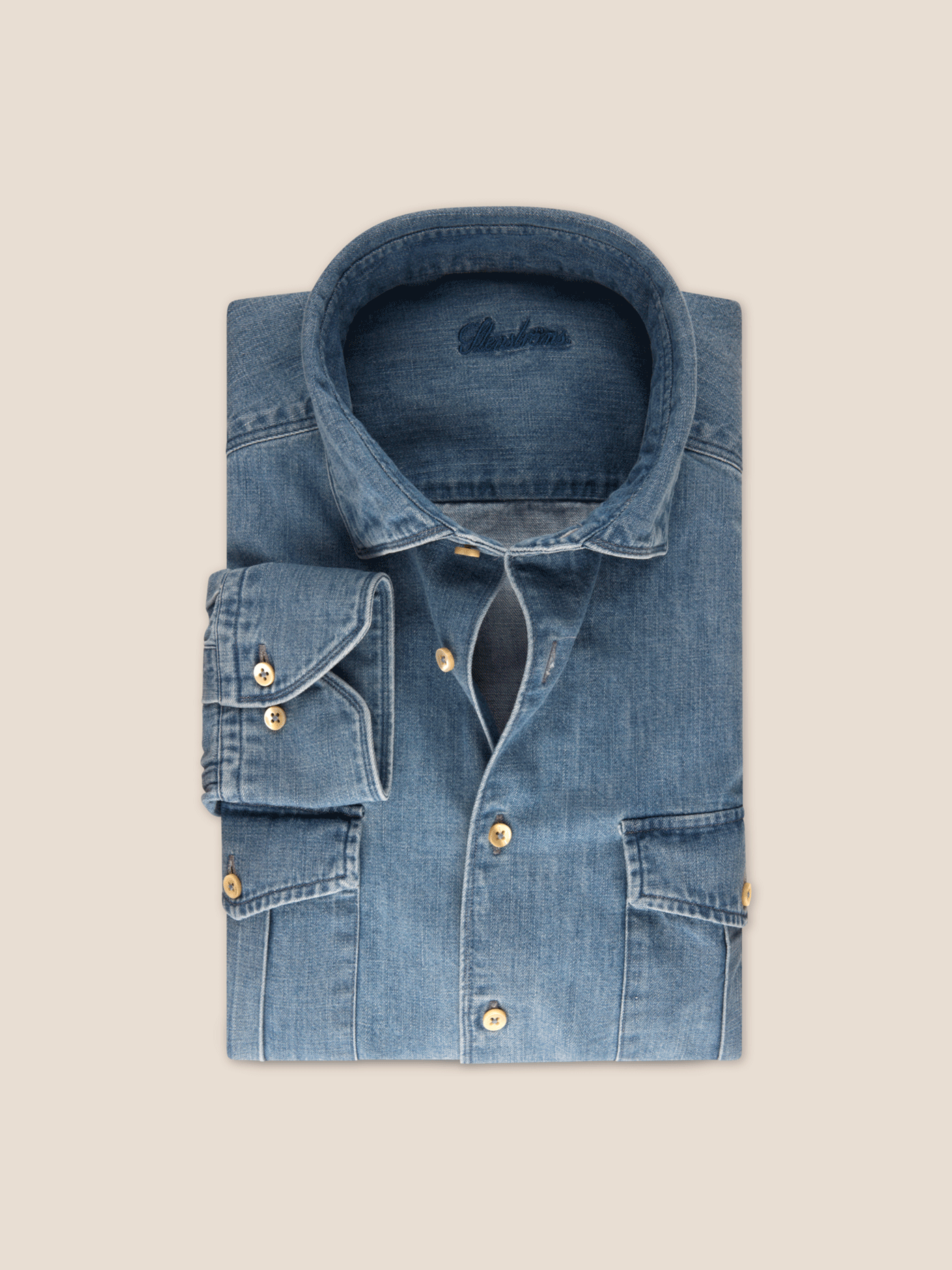 Denim Skjorte m/Lommer