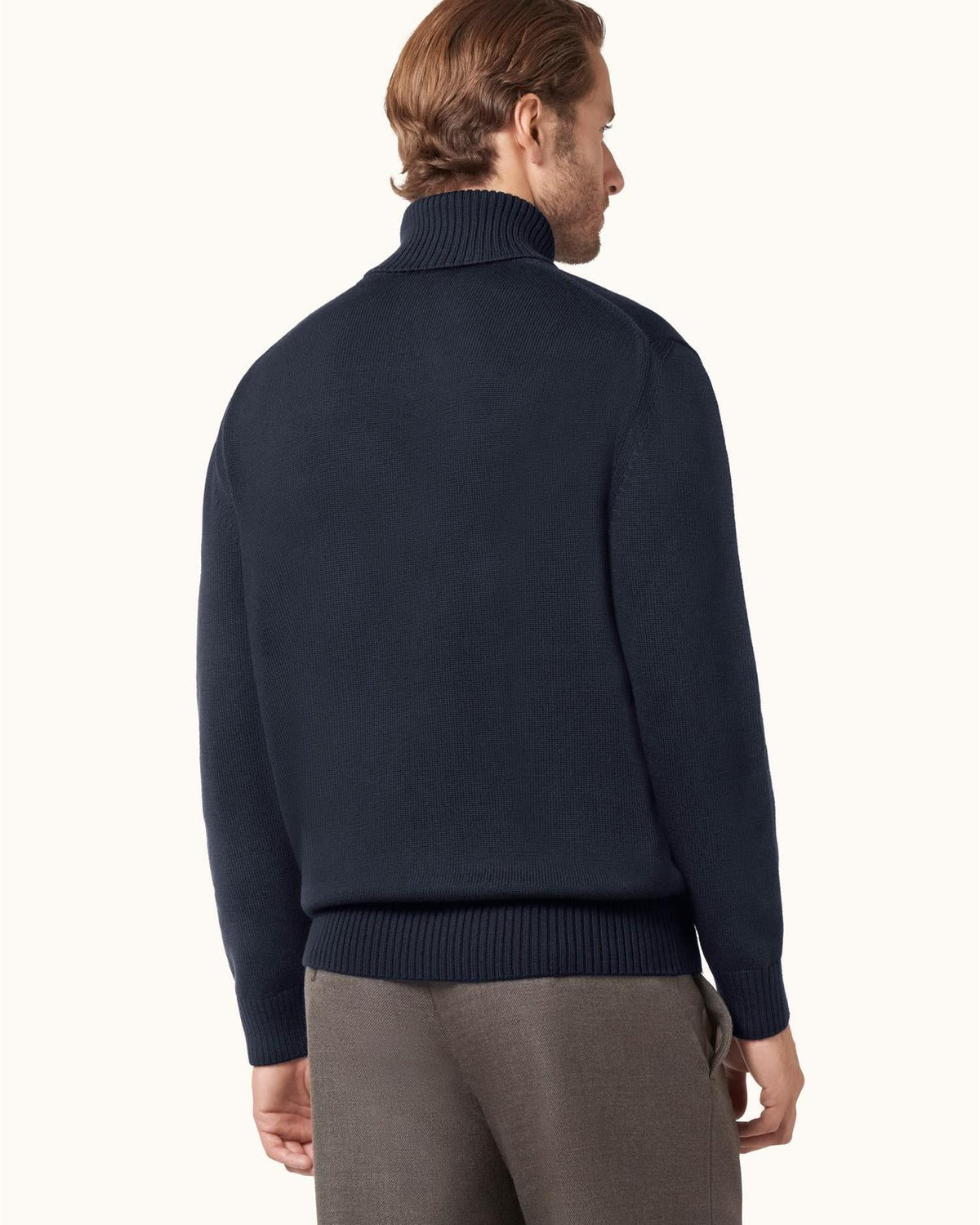 Turtleneck genser i ull med Cool Touch - Navy