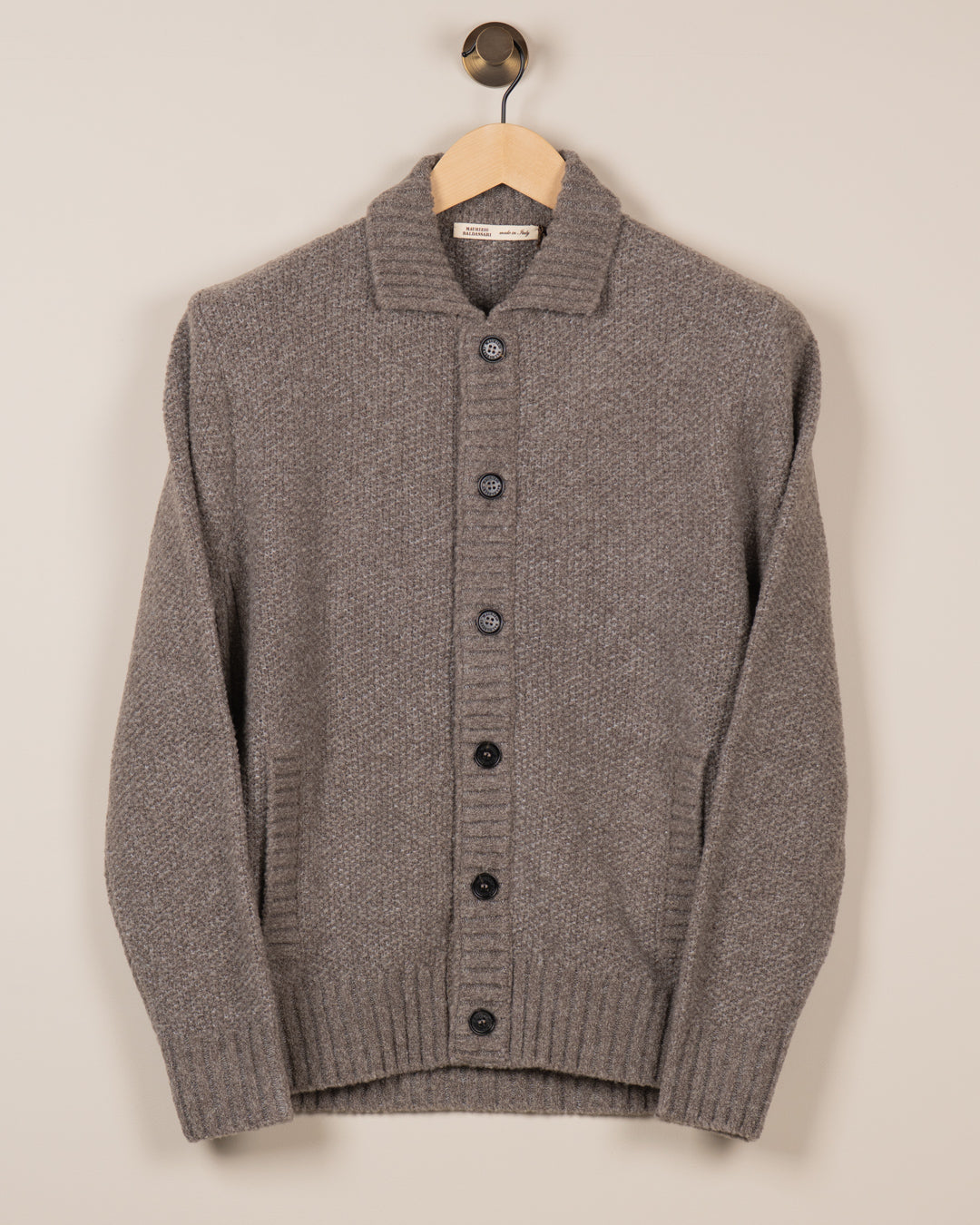 Blouson Wool Blend Cardigan - Beige